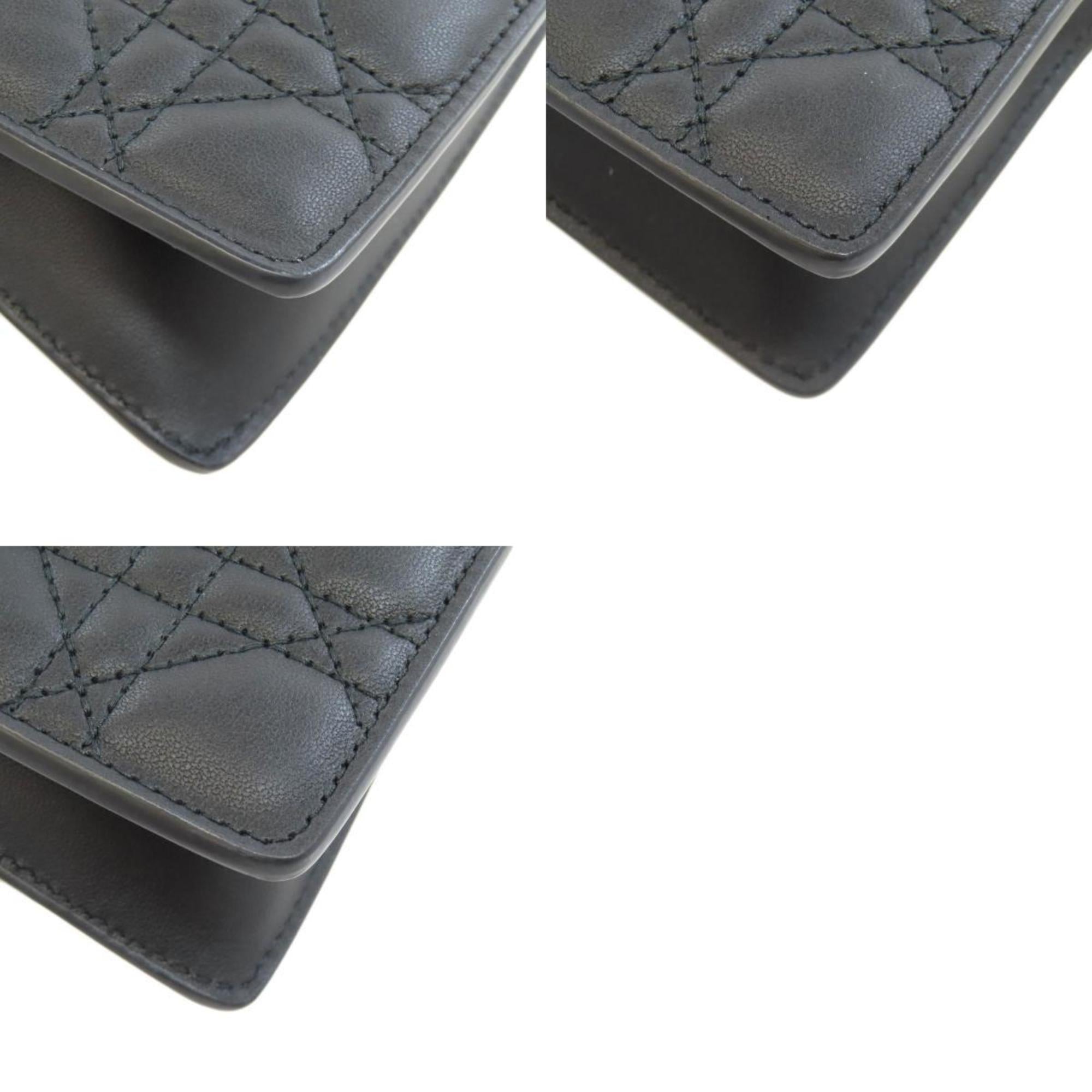 Christian Dior Lady Dior Black Leather Handbag ()