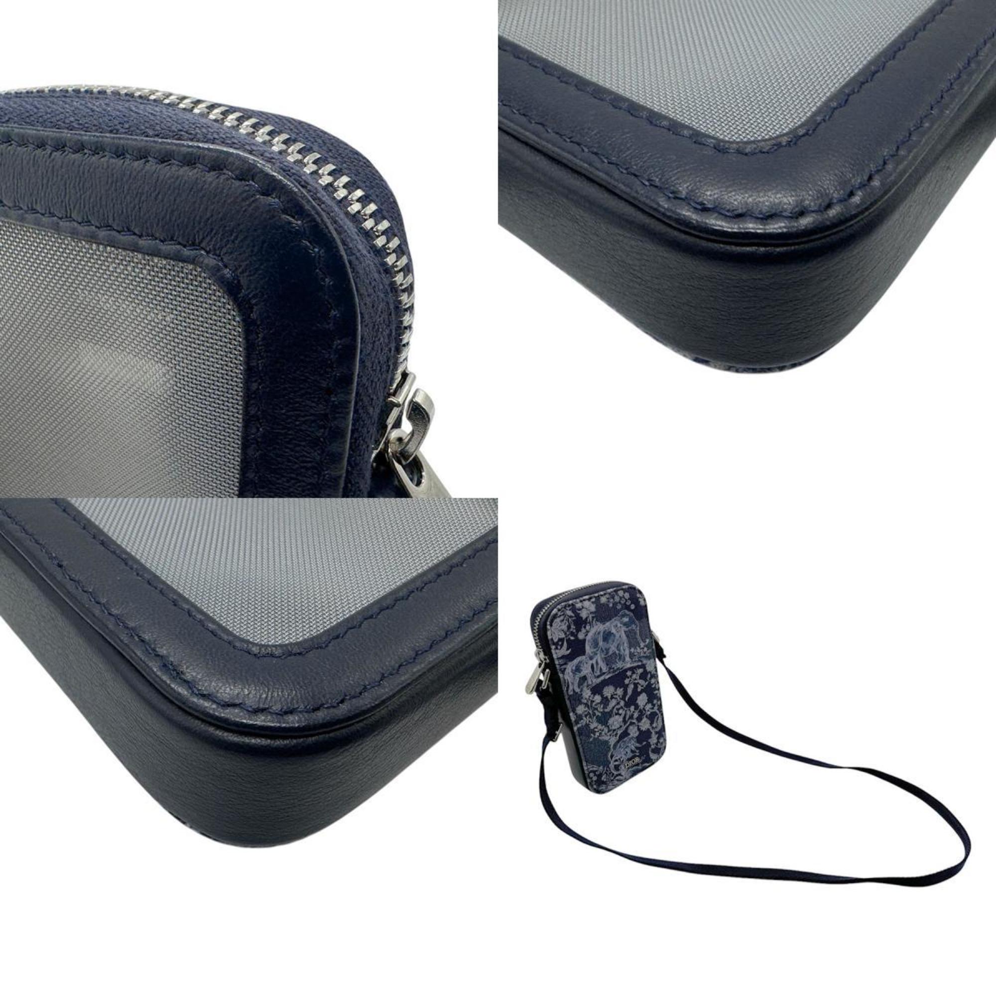 Christian Dior Navy Canvas Leather Shoulder Bag ()