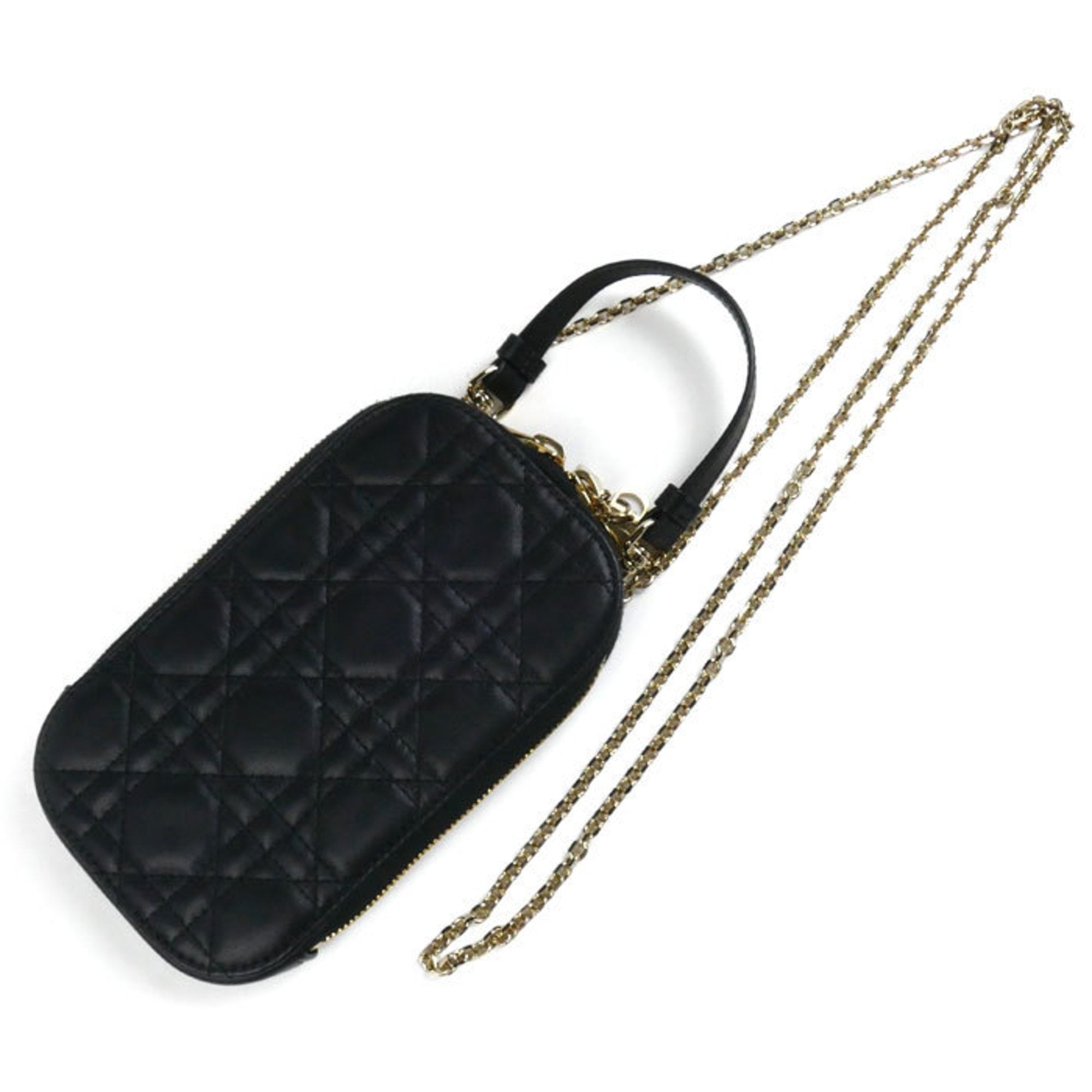 Christian Dior Lady Dior Black Leather Pouch Shoulder Bag ()