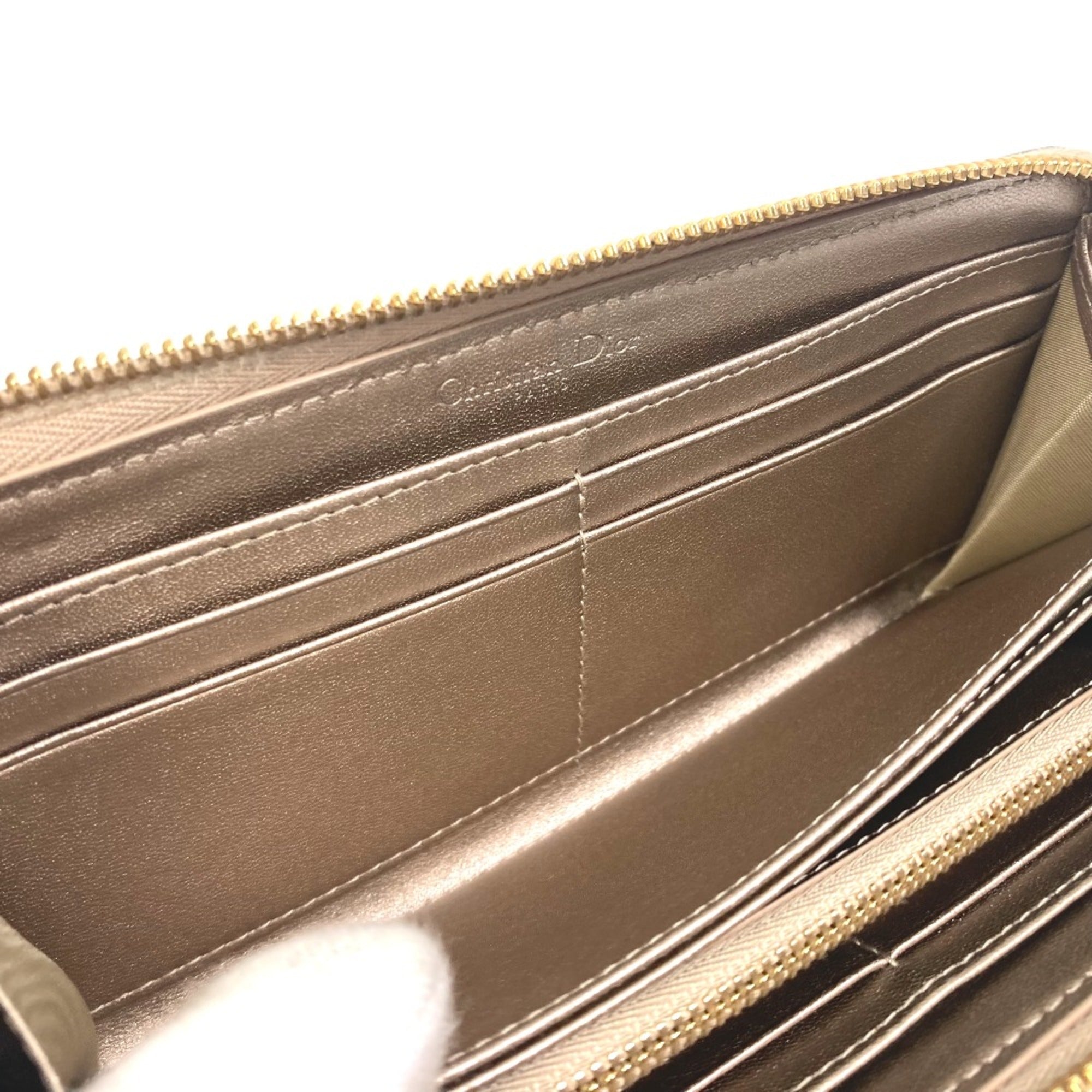Christian Dior Gold Leather Long Wallet (Bi-Fold) ()