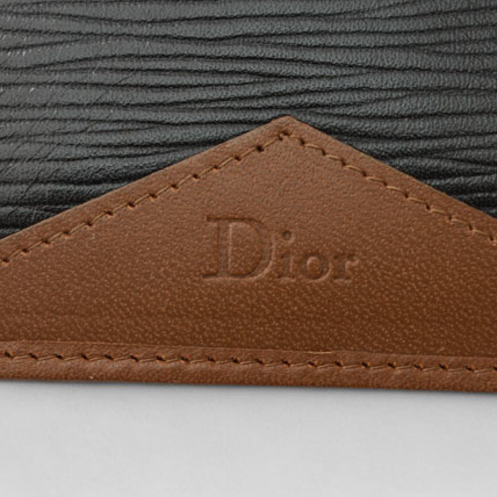 Christian Dior Black Brown Leather Wallet (Bi-Fold) ()