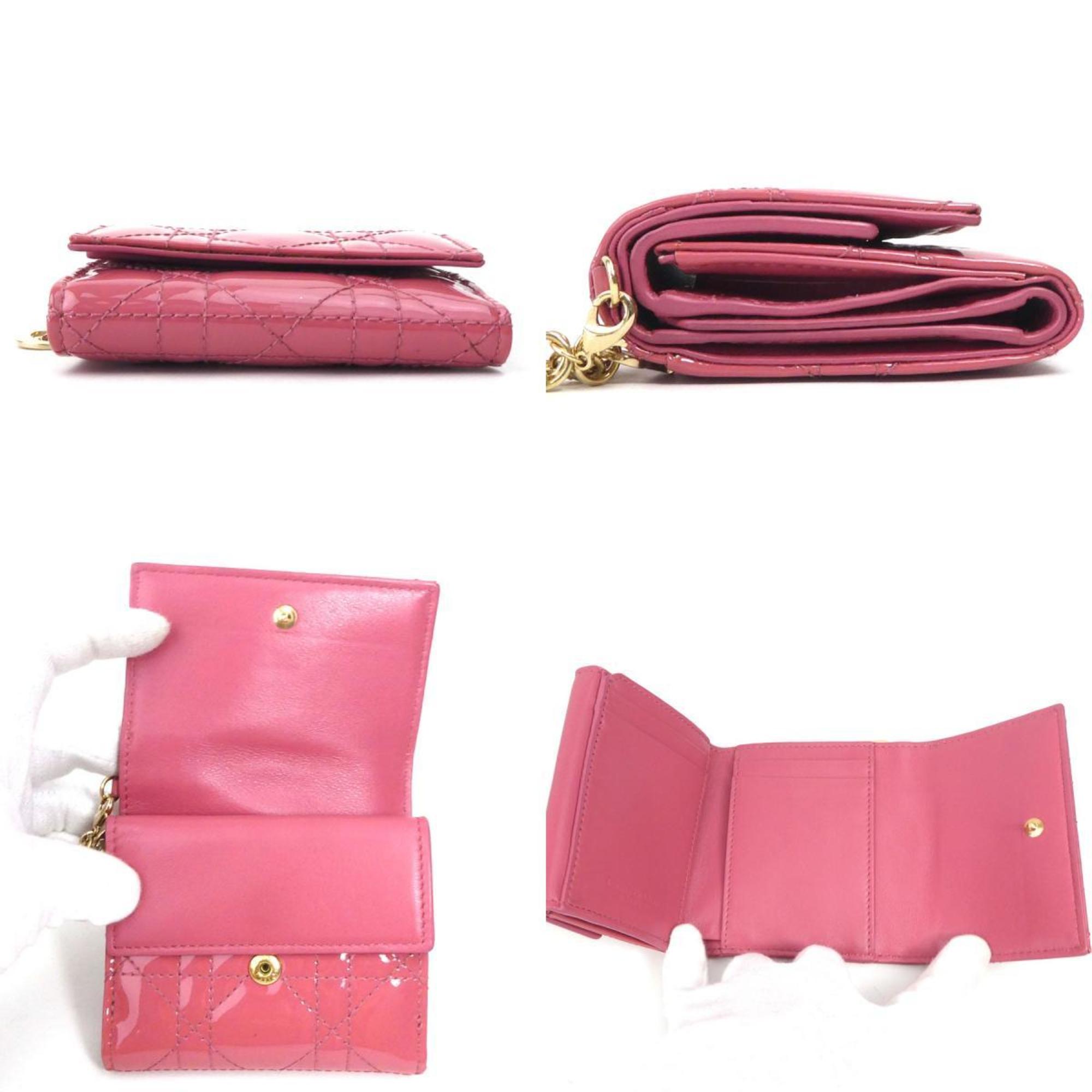 Christian Dior Pink Patent Leather Wallet (Tri-Fold) ()