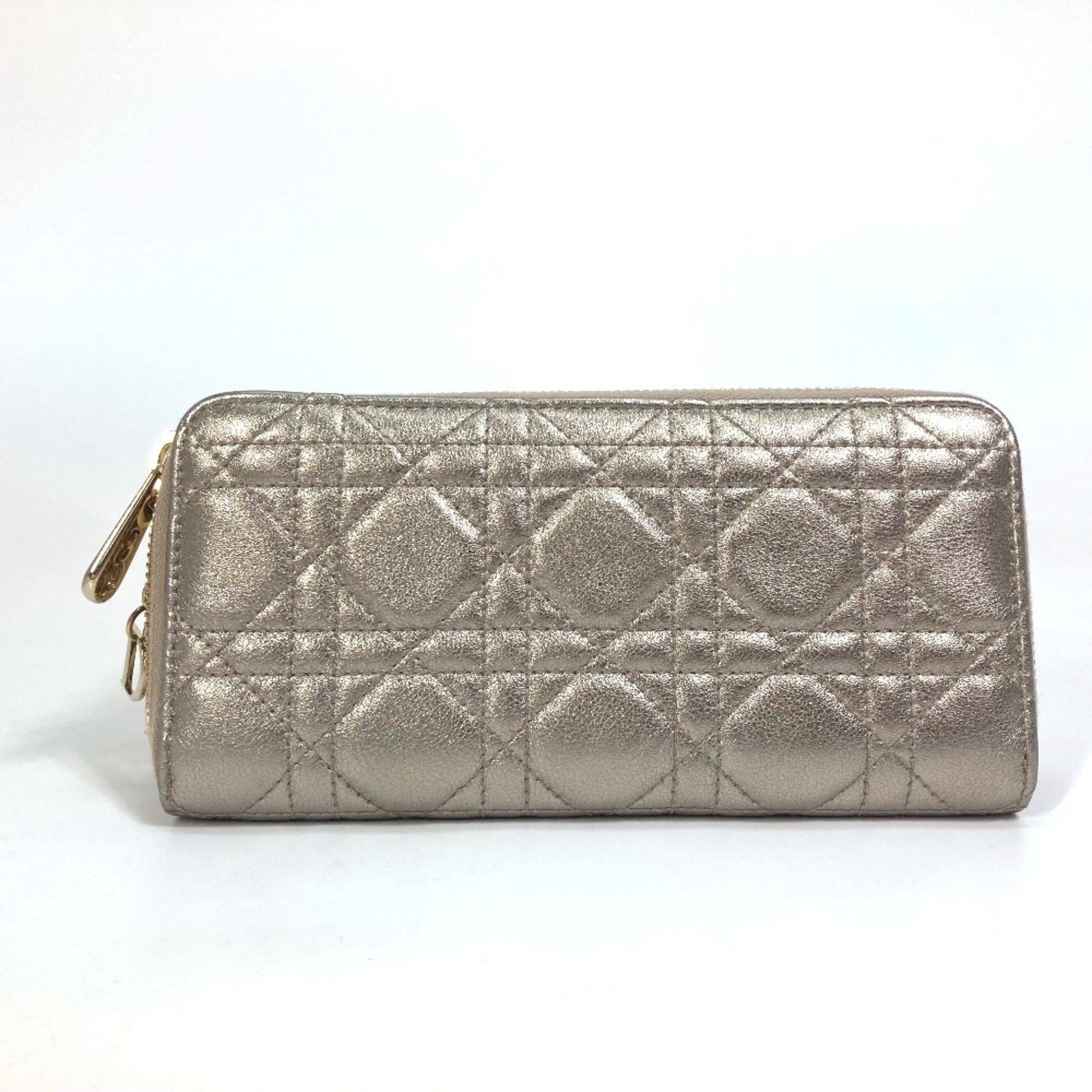 Christian Dior Gold Leather Long Wallet (Bi-Fold) ()