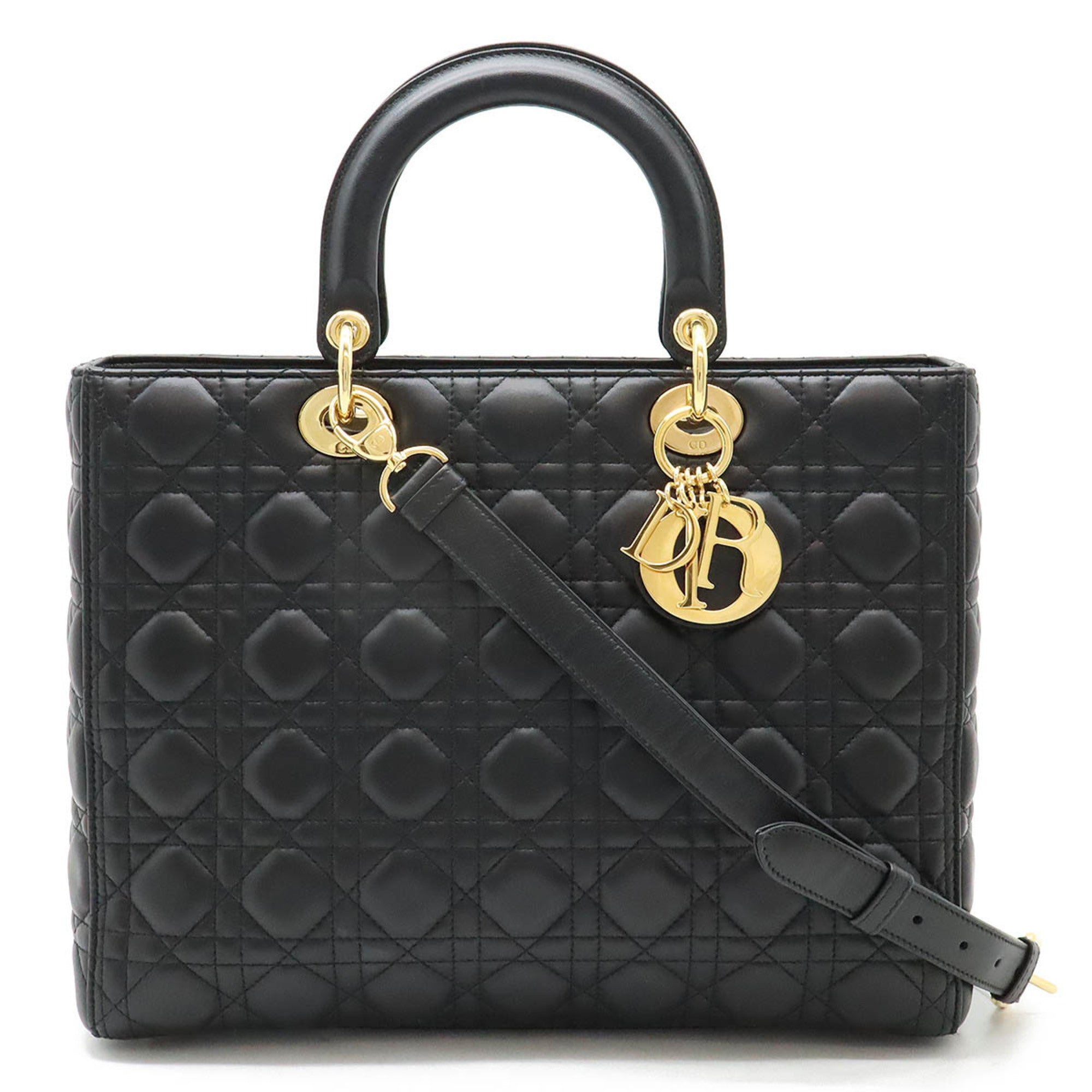 Christian Dior Black Leather Shoulder Bag Tote Bag ()