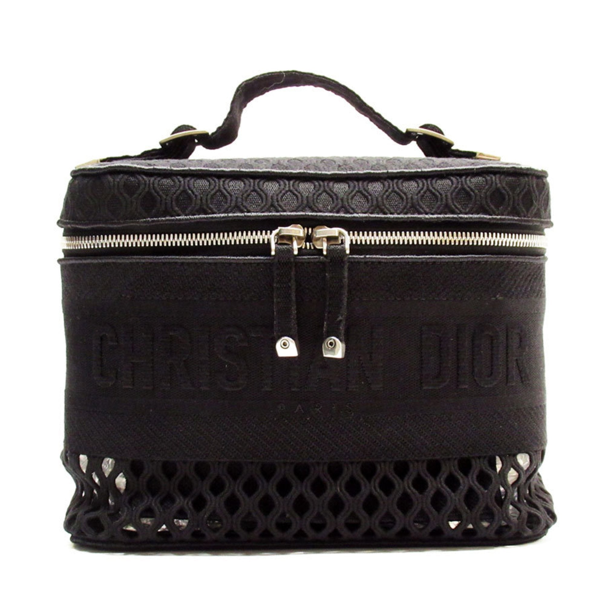 Christian Dior Black Canvas Handbag Vanity Bag ()