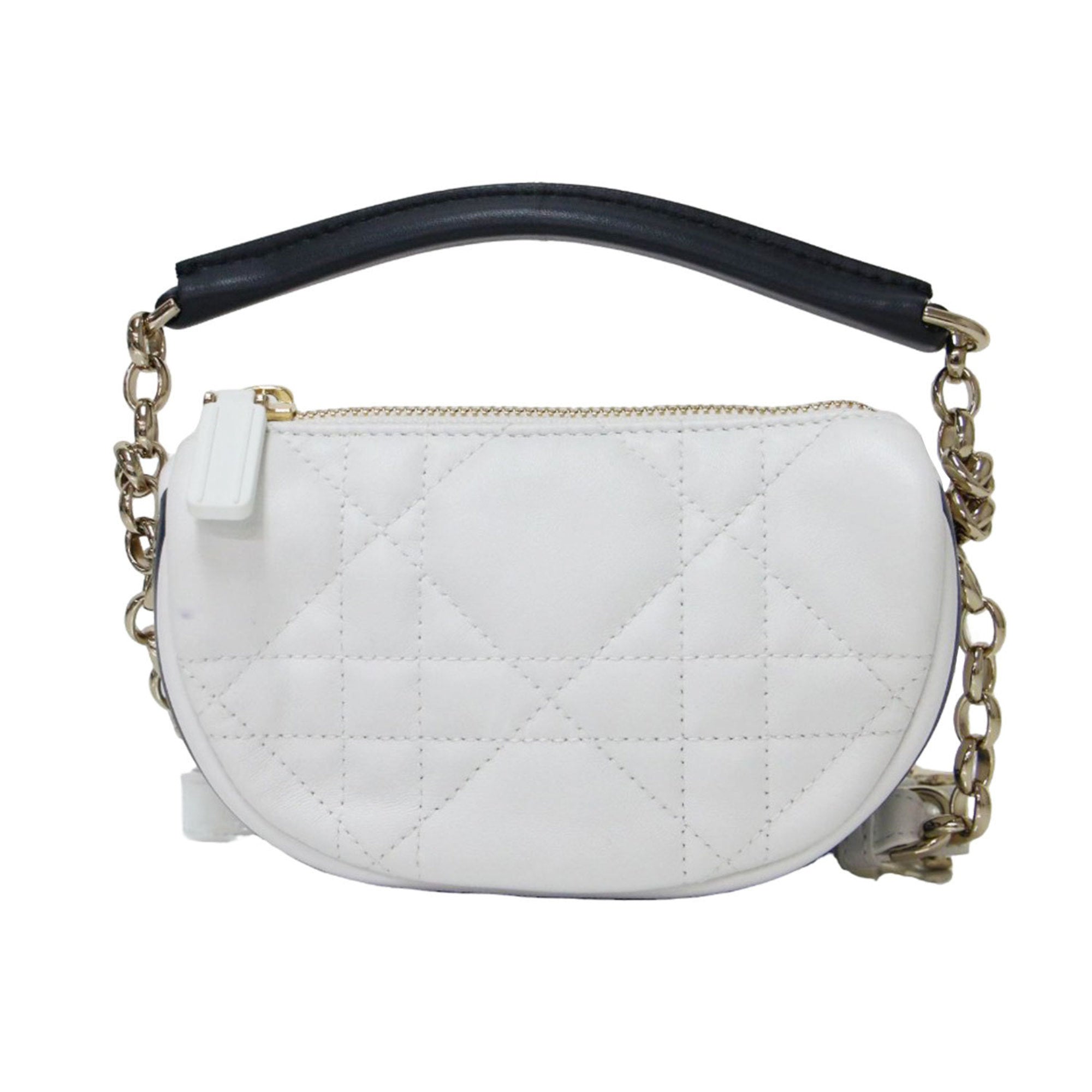 Christian Dior White Leather Handbag Shoulder Bag ()