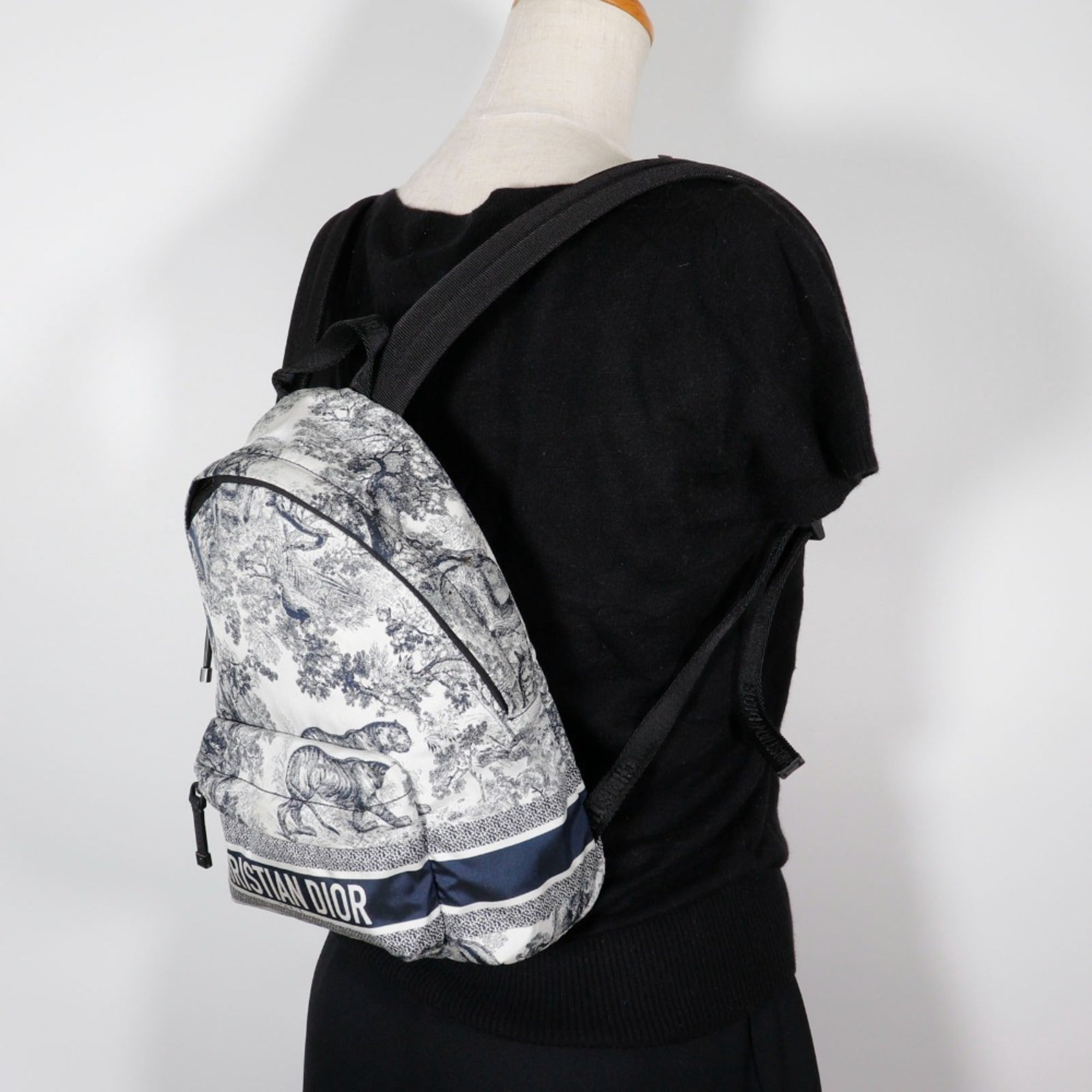 Christian Dior Black White Nylon Backpack ()