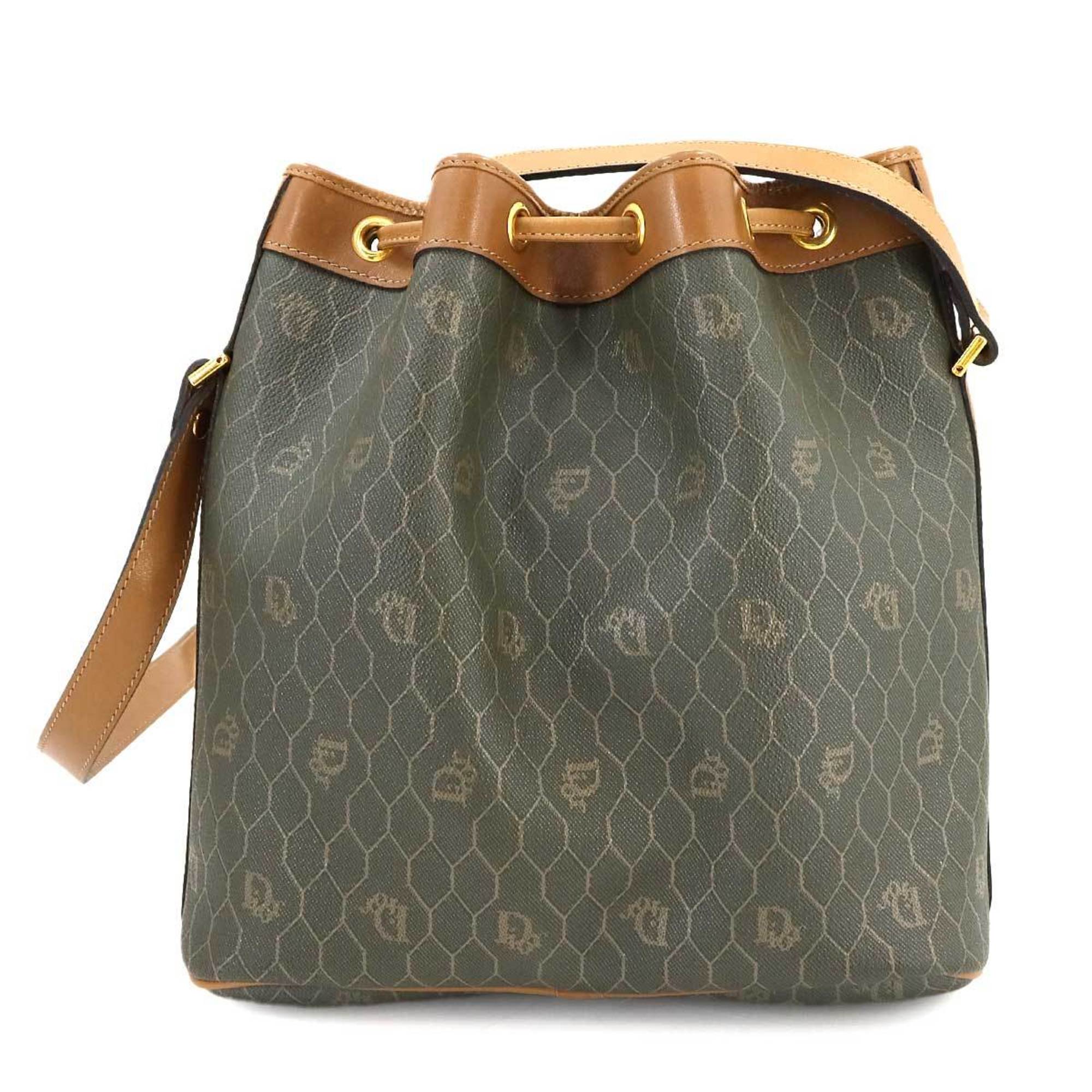 Christian Dior Brown Khaki Pvc Leather Shoulder Bag ()