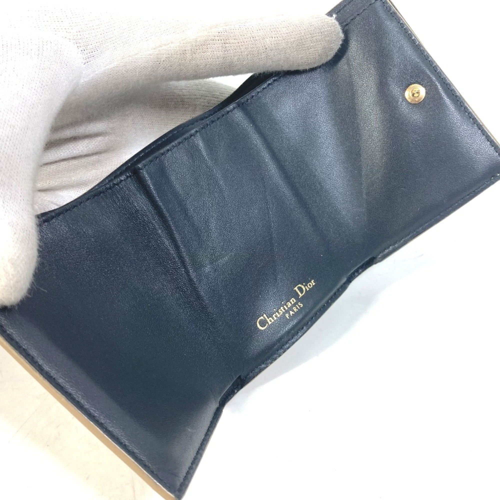 Christian Dior Gold Leather Wallet (Tri-Fold) ()