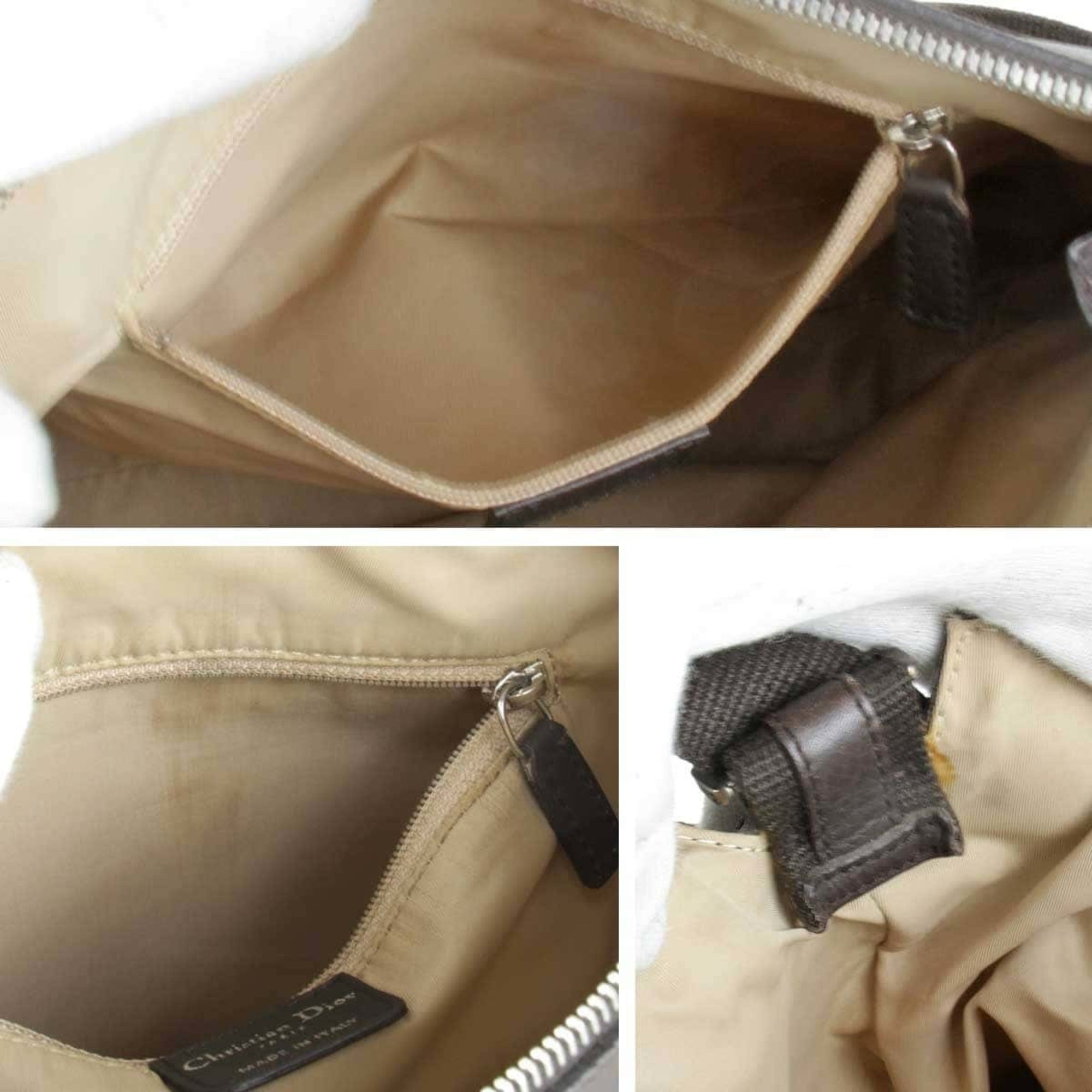 Christian Dior Trotter Brown Canvas Leather Shoulder Bag ()