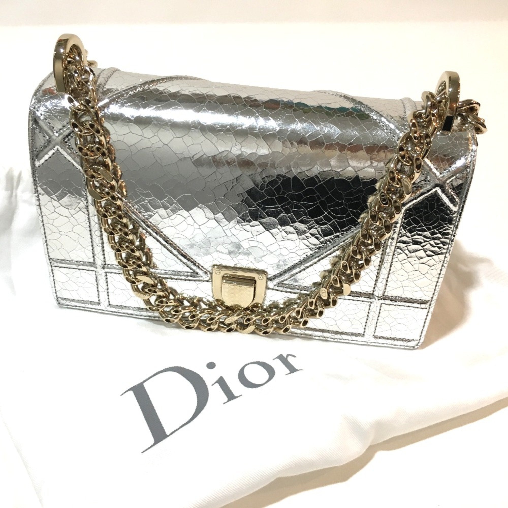 Christian Dior Silver Leather Shoulder Bag ()
