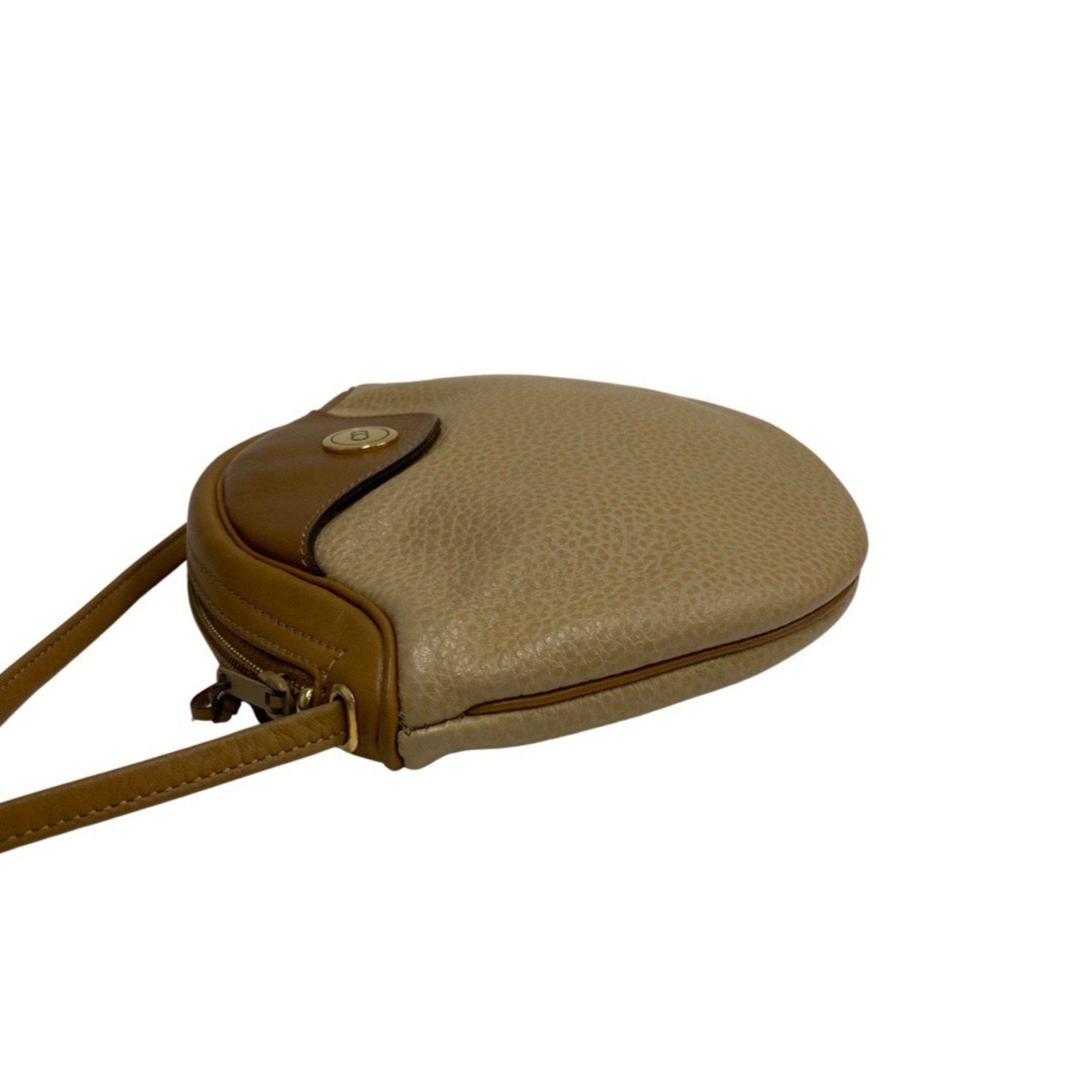 Christian Dior Beige Brown Leather Shoulder Bag ()