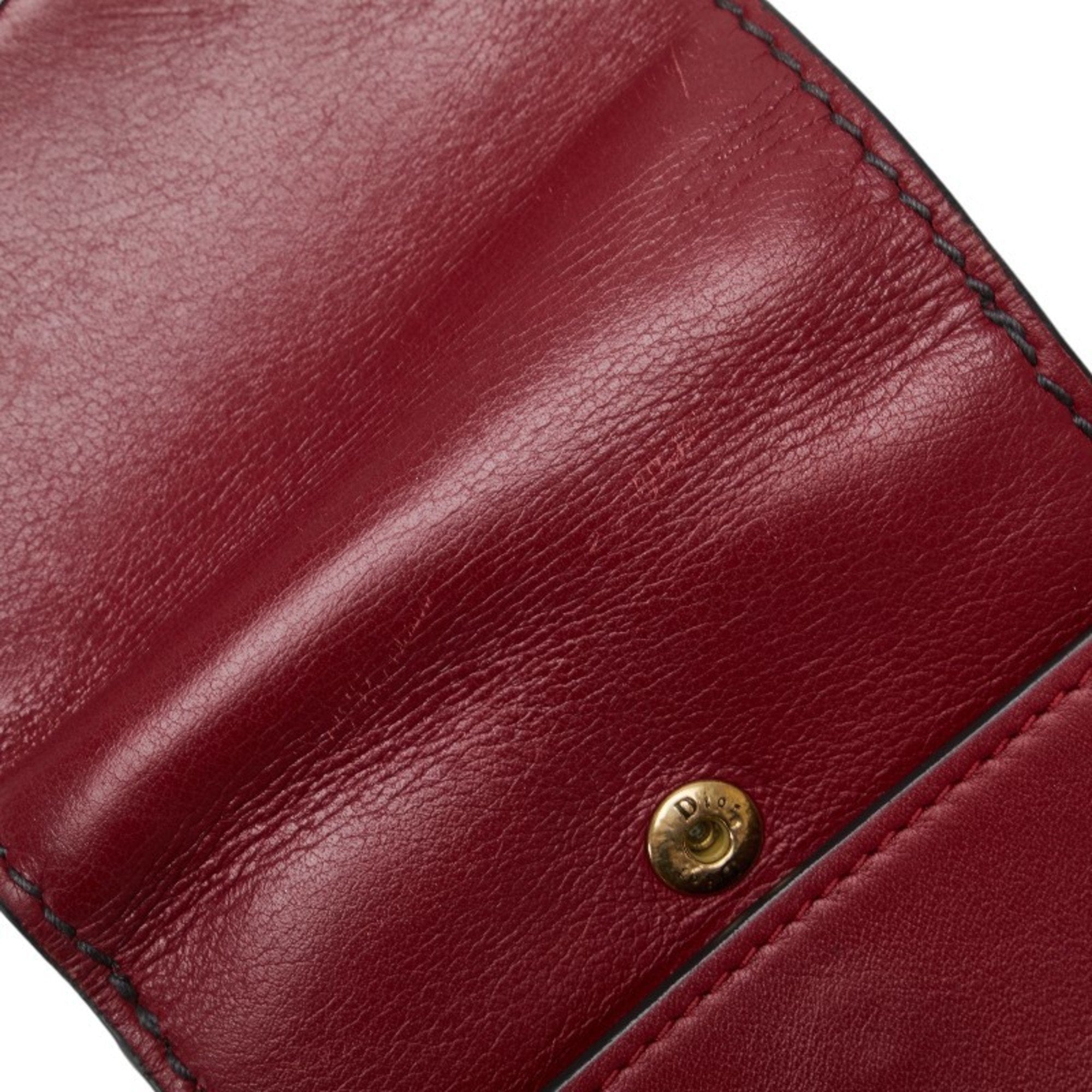 Christian Dior Red Color Wine Leather Wallet (Tri-Fold) ()