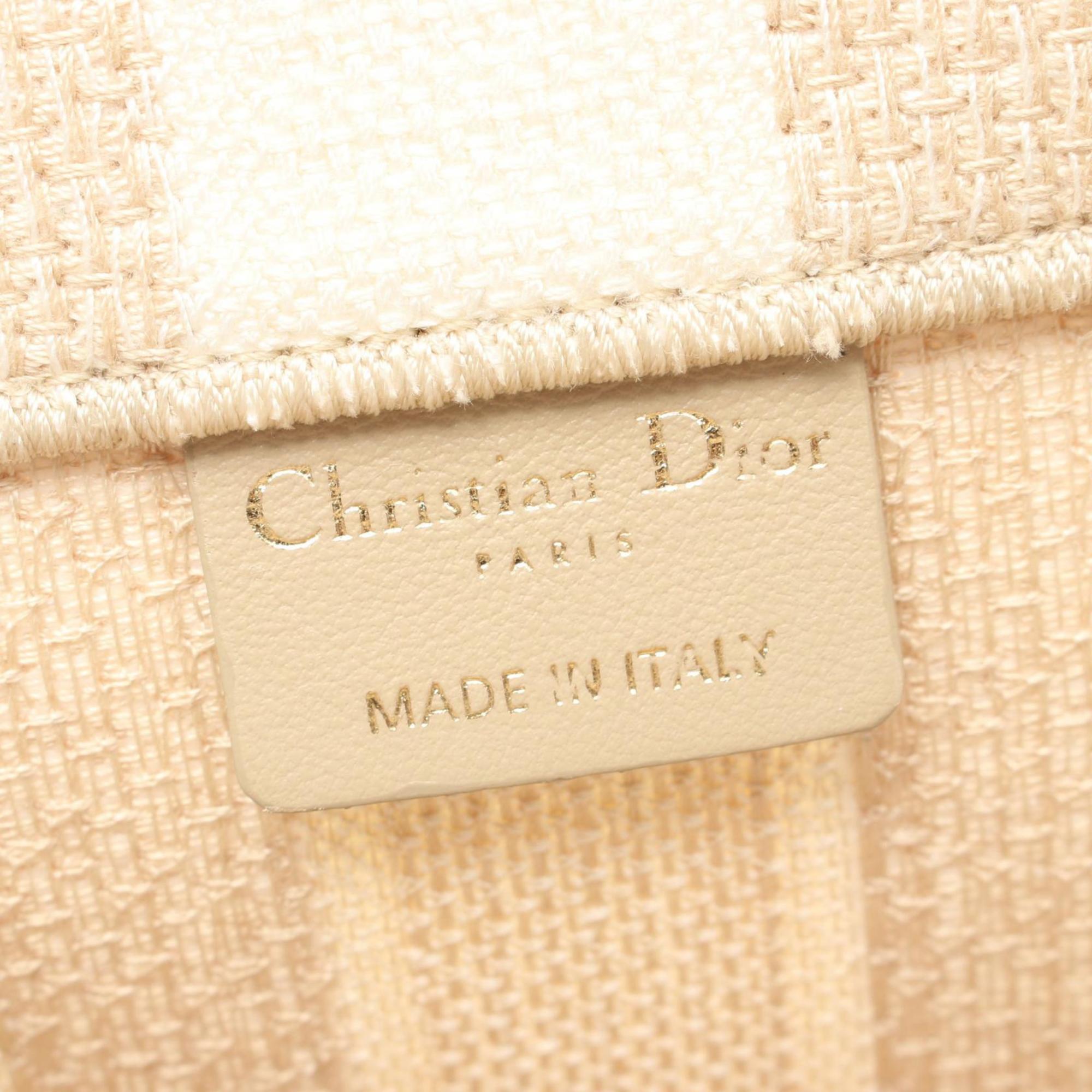 Christian Dior Beige Black White Canvas Tote Bag ()