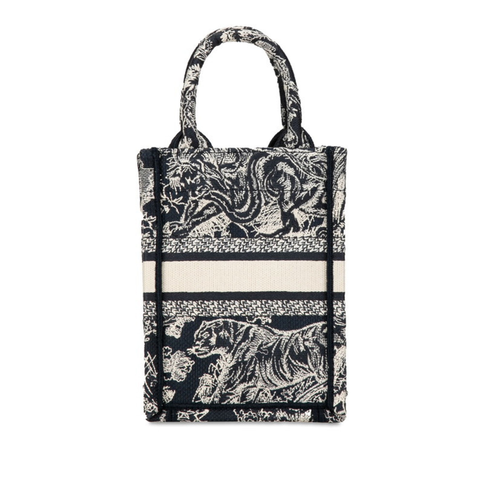 Christian Dior Navy White Jacquard Handbag Shoulder Bag ()