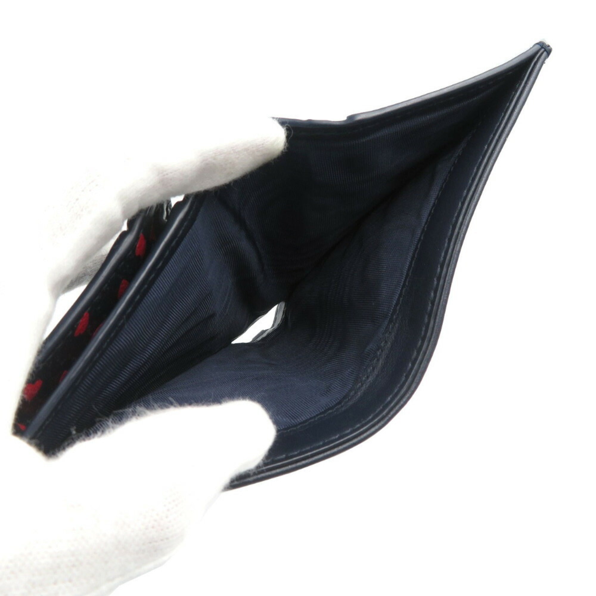Christian Dior Navy Red Color Leather Wallet (Bi-Fold) ()