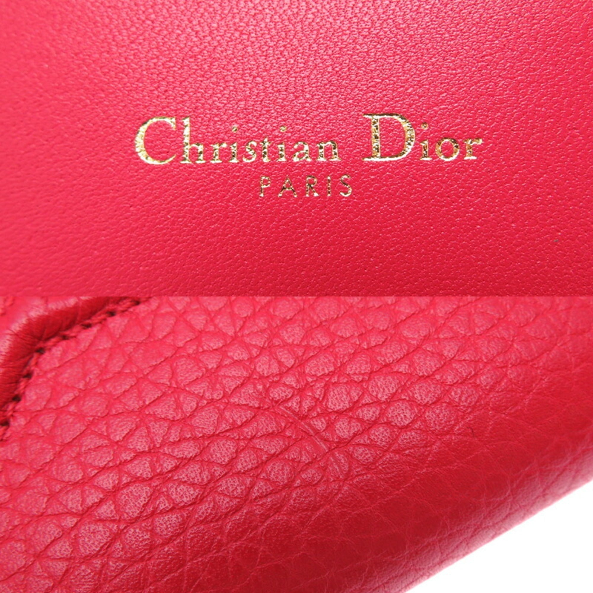 Christian Dior Red Color Leather Wallet (Tri-Fold) ()