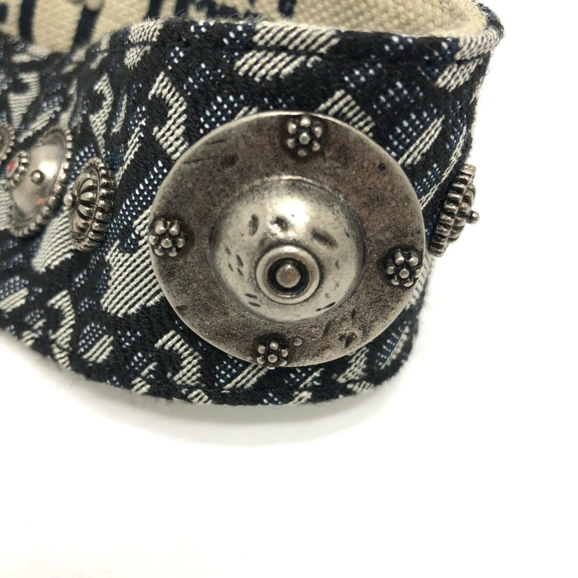 Christian Dior Navy Cloth Chain/Shoulder Wallet ()