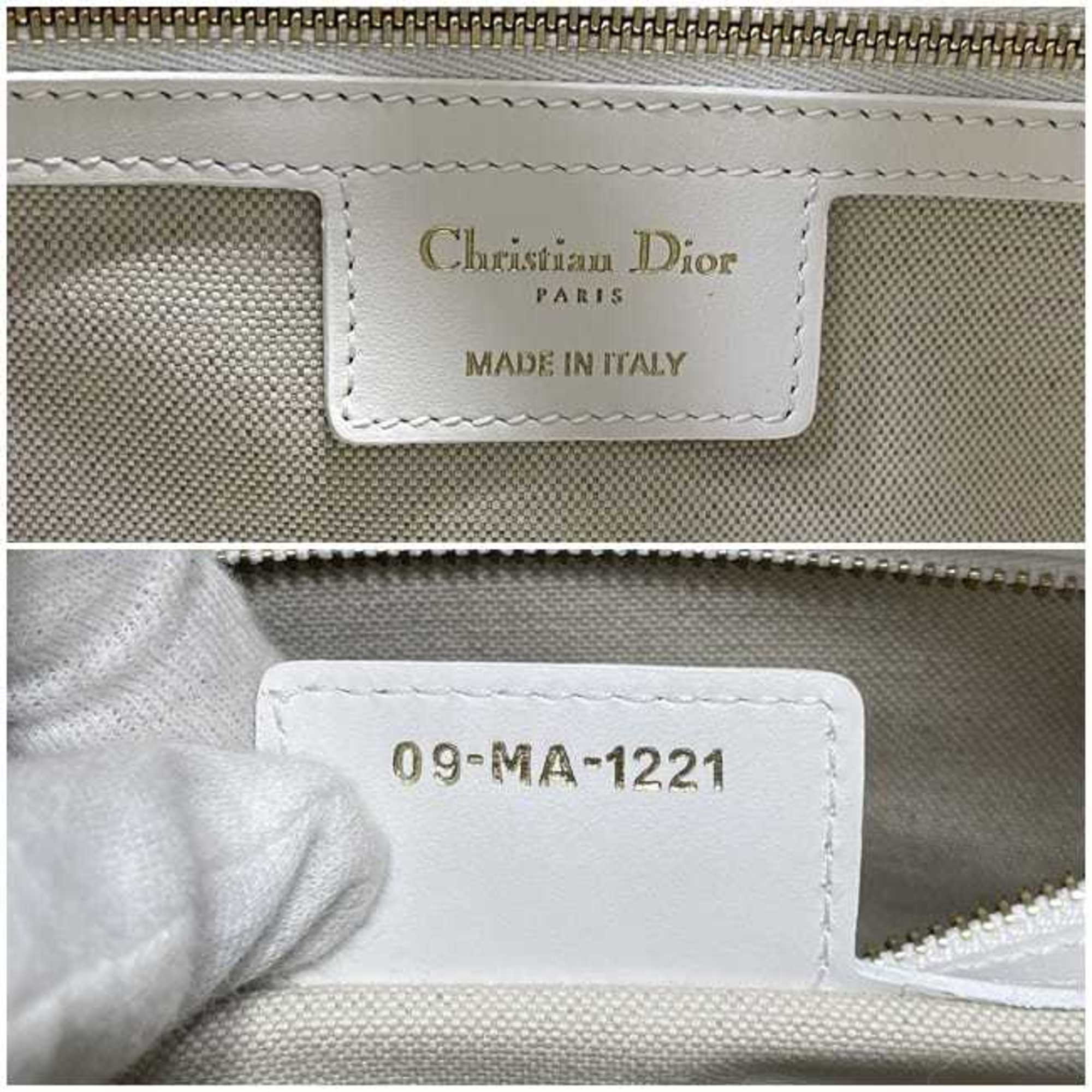 Christian Dior Trotter White Leather Rubber Boston Bag Handbag ()