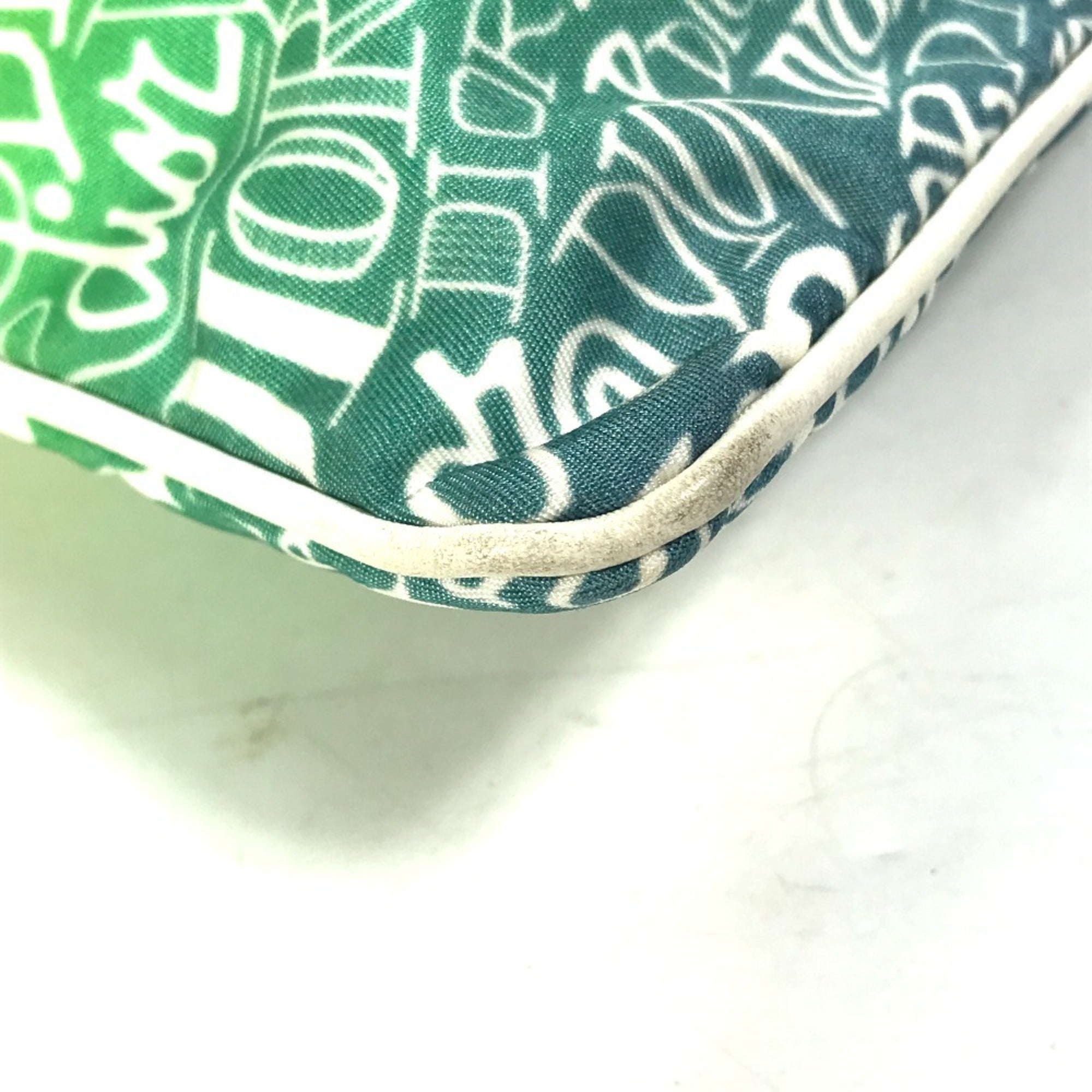 Christian Dior Green Yellow Nylon Clutch Bag Pouch ()