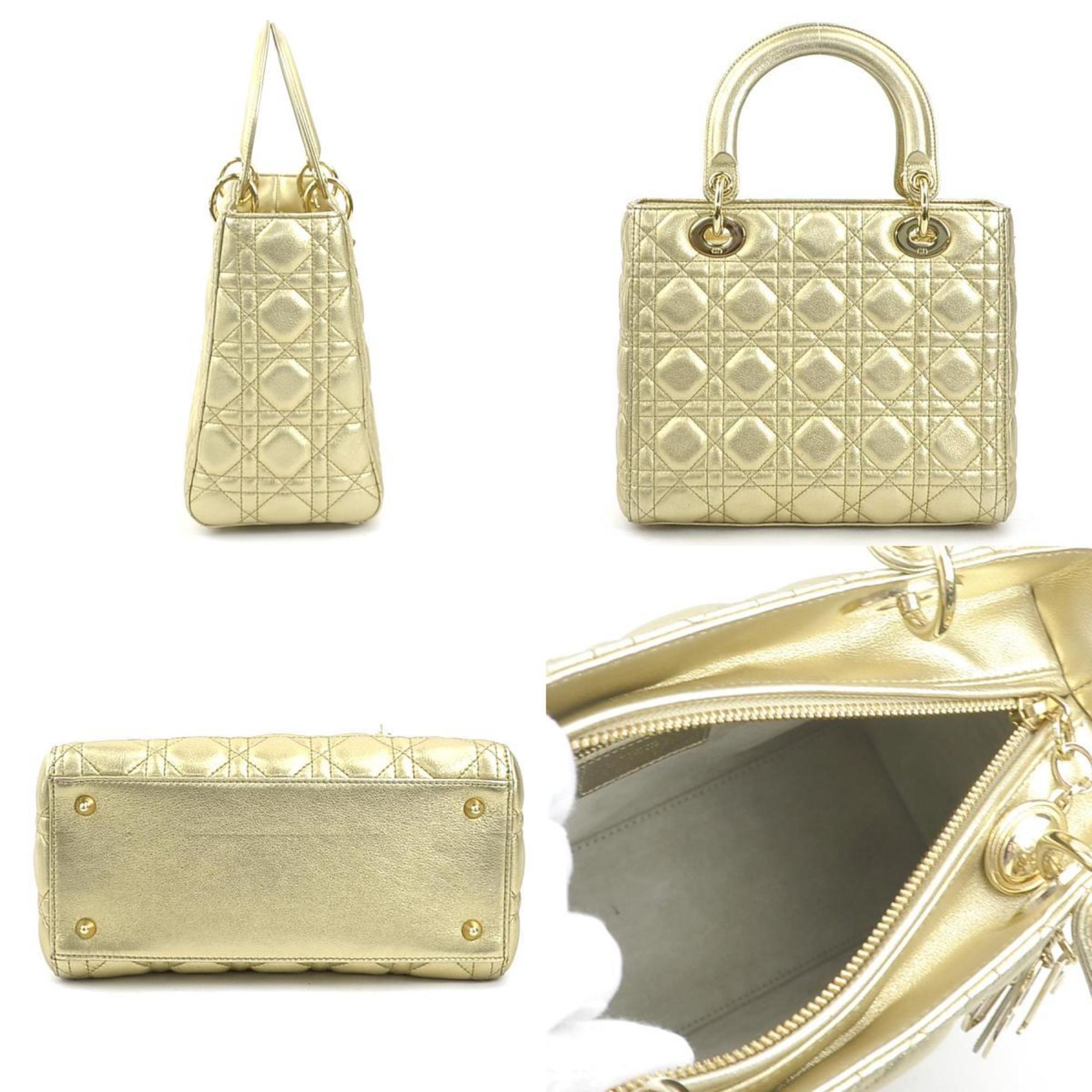 Christian Dior Gold Leather Handbag Shoulder Bag ()