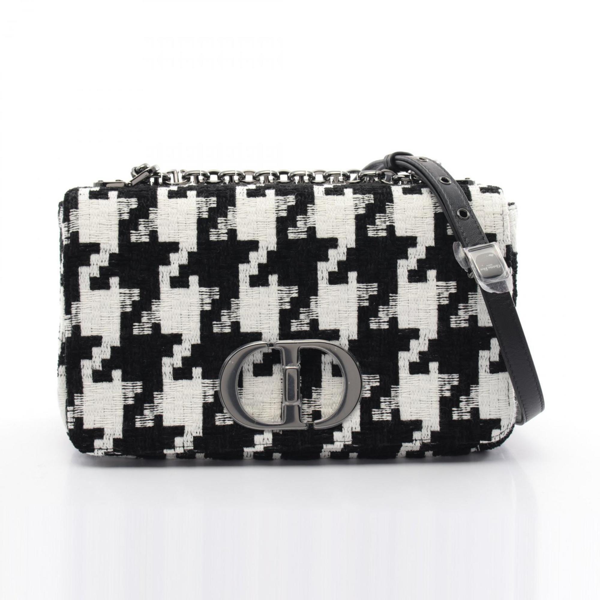 Christian Dior Black White Fabric Shoulder Bag