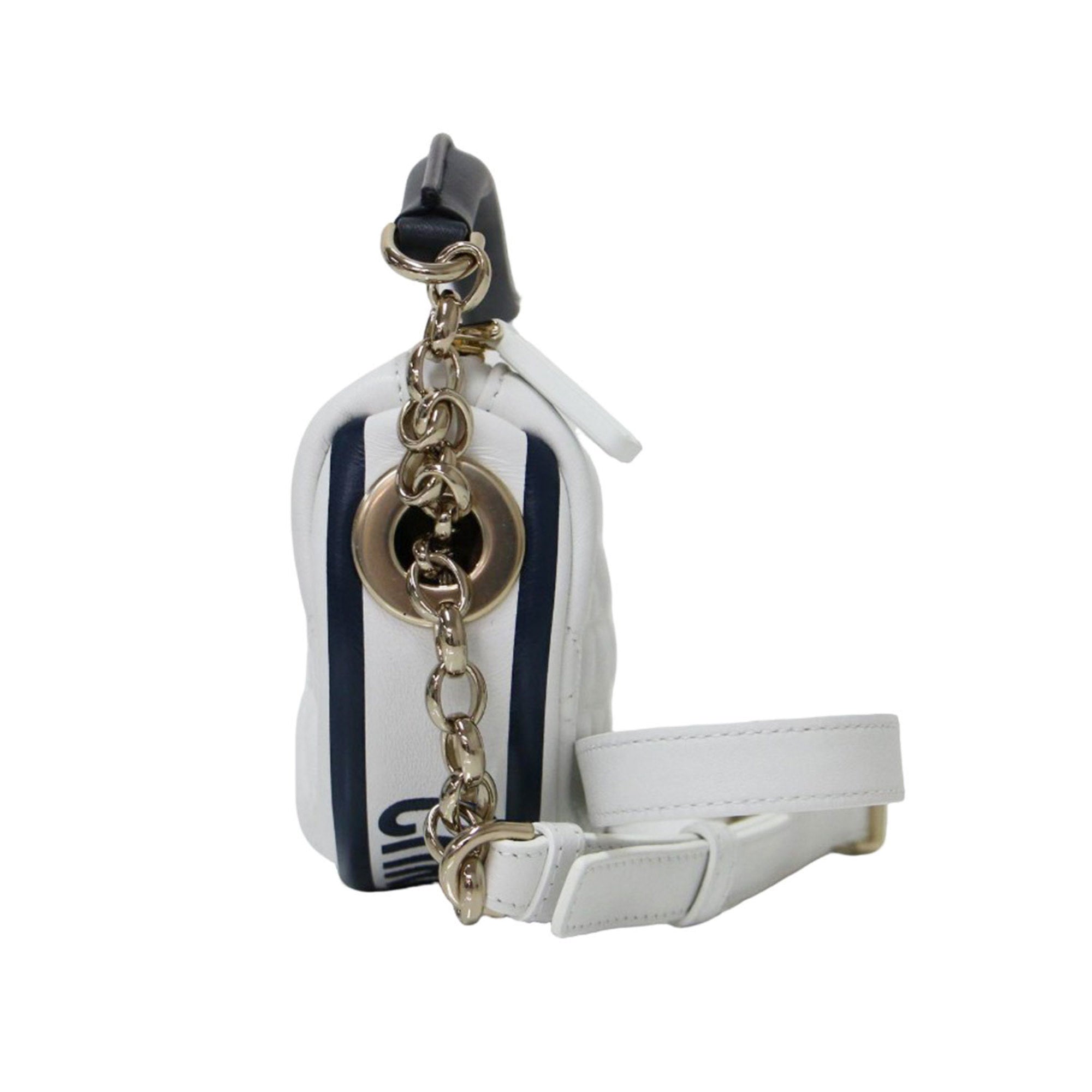 Christian Dior White Leather Handbag Shoulder Bag ()