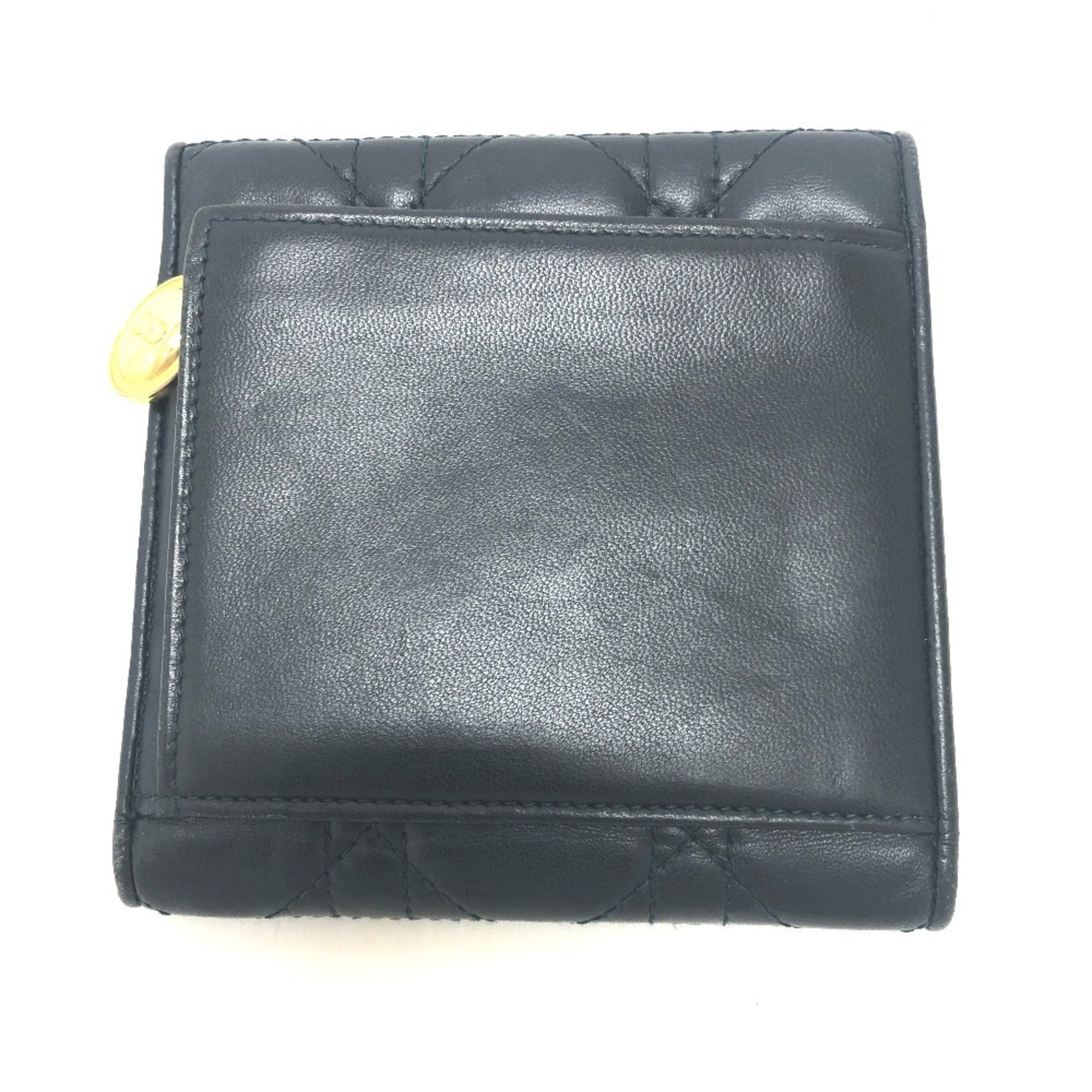 Christian Dior Cannage/Lady Dior Navy Leather Coin Purse/Coin Case ()