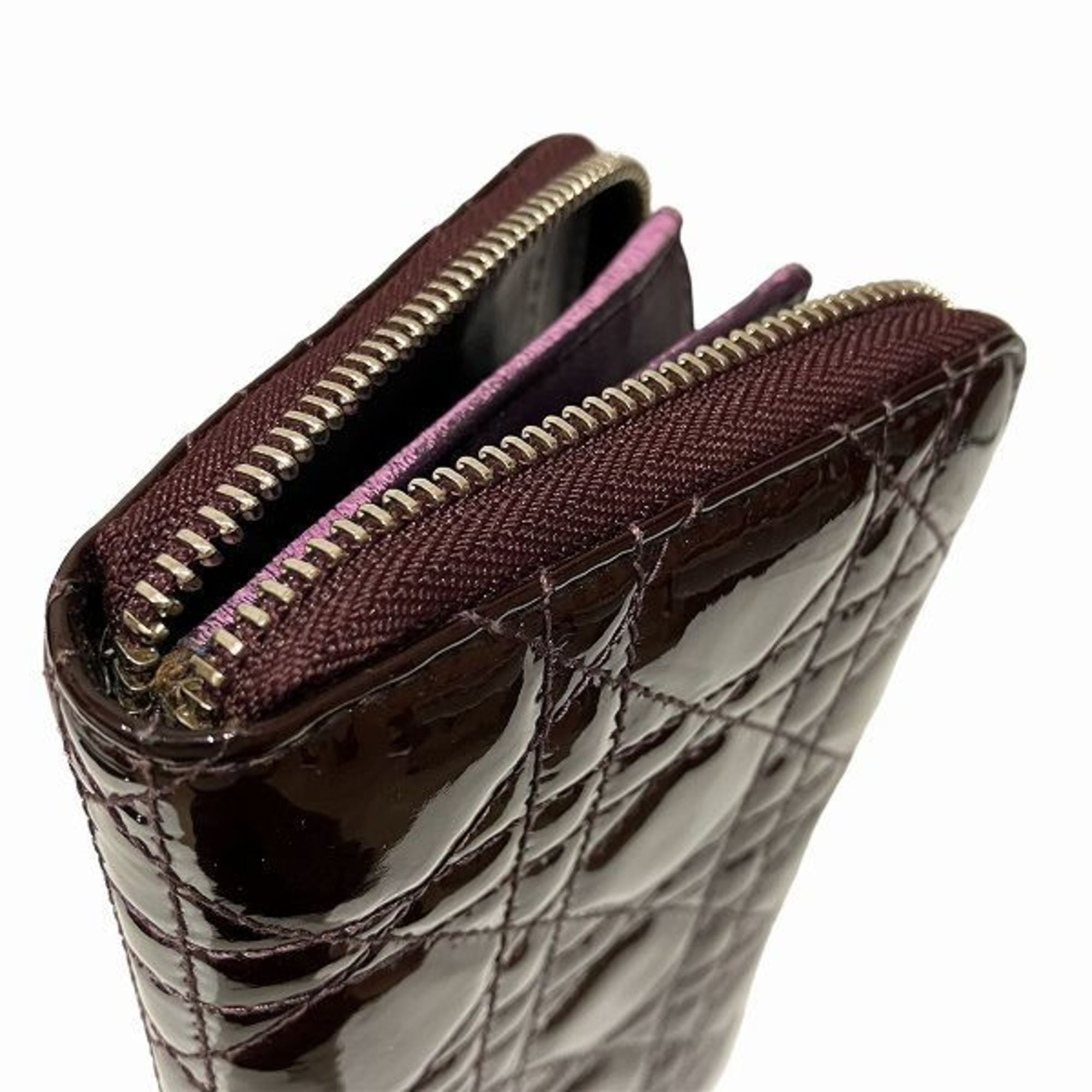 Christian Dior Purple Patent Leather Long Wallet (Bi-Fold) ()