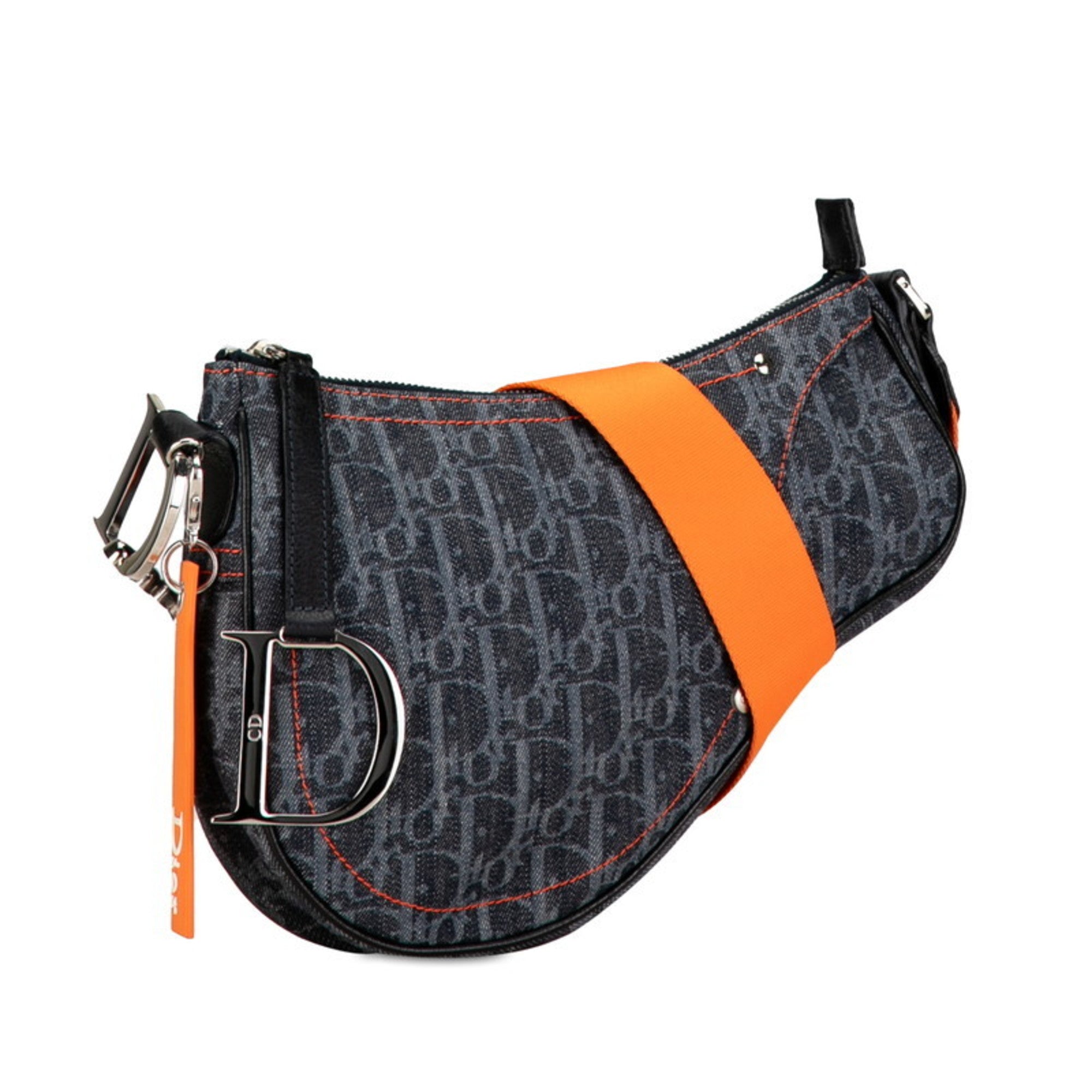 Christian Dior Trotter Orange Canvas Pochette Shoulder Bag ()