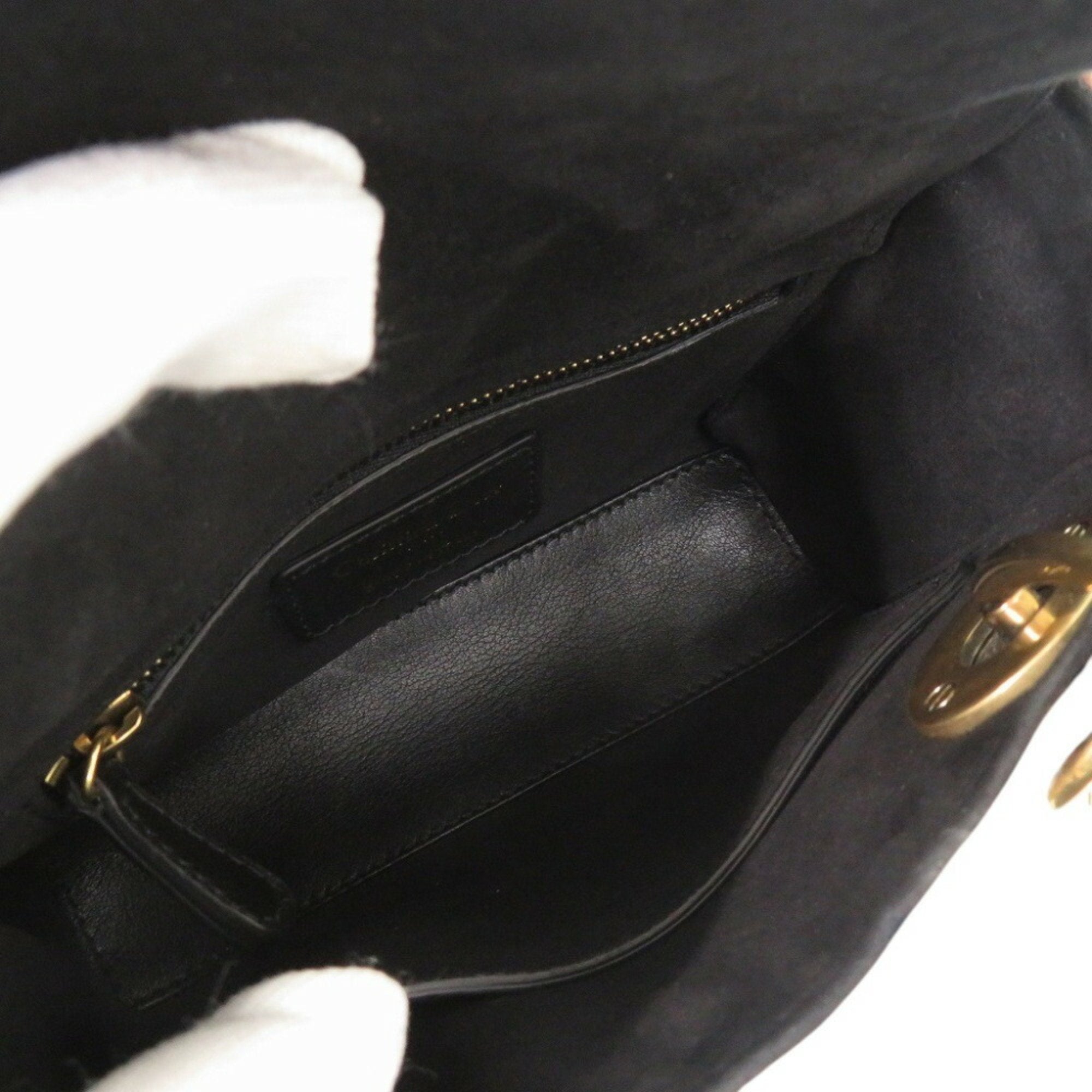 Christian Dior Beige Yellow Wool Leather Beads Handbag ()