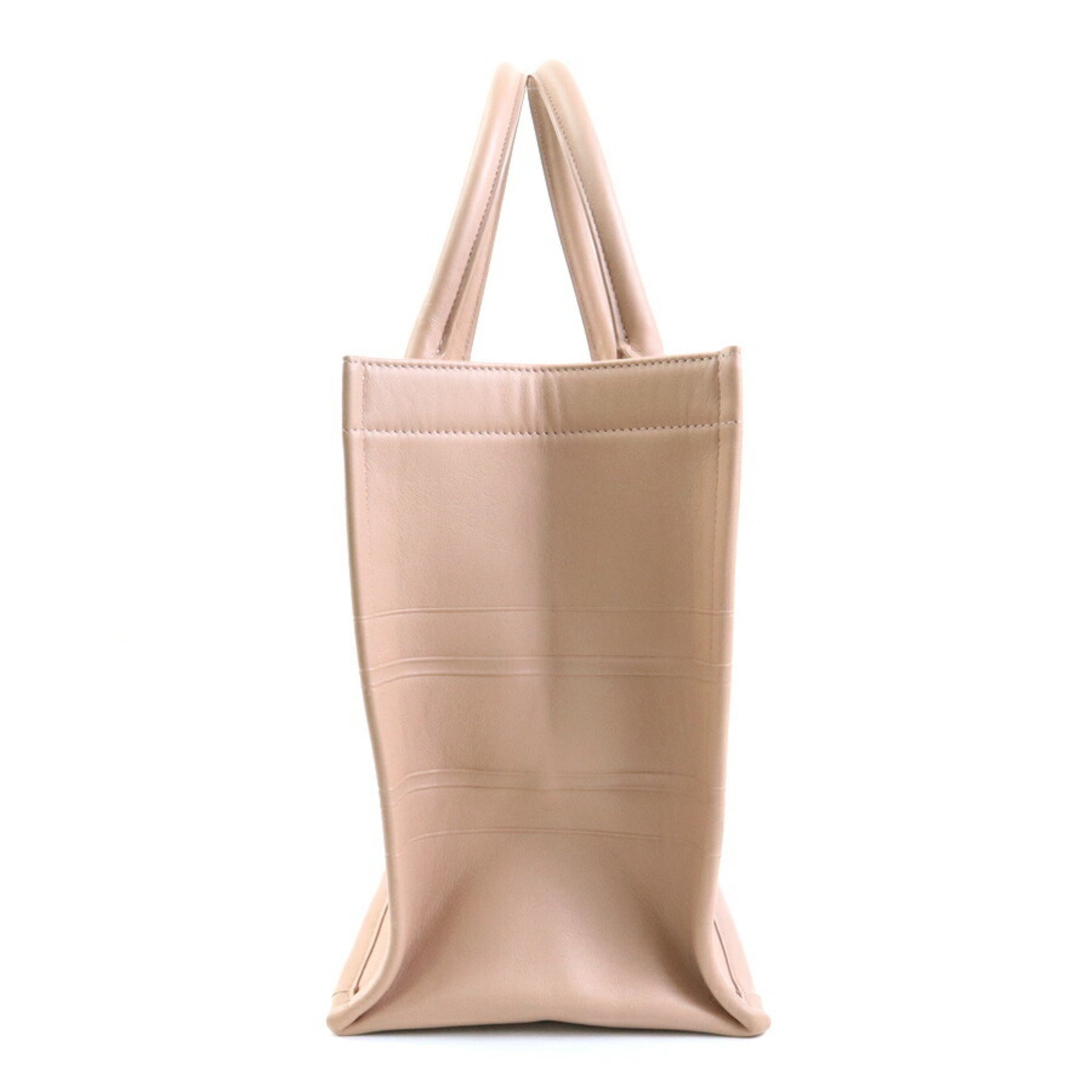 Christian Dior Pink Beige Leather Handbag Tote Bag ()