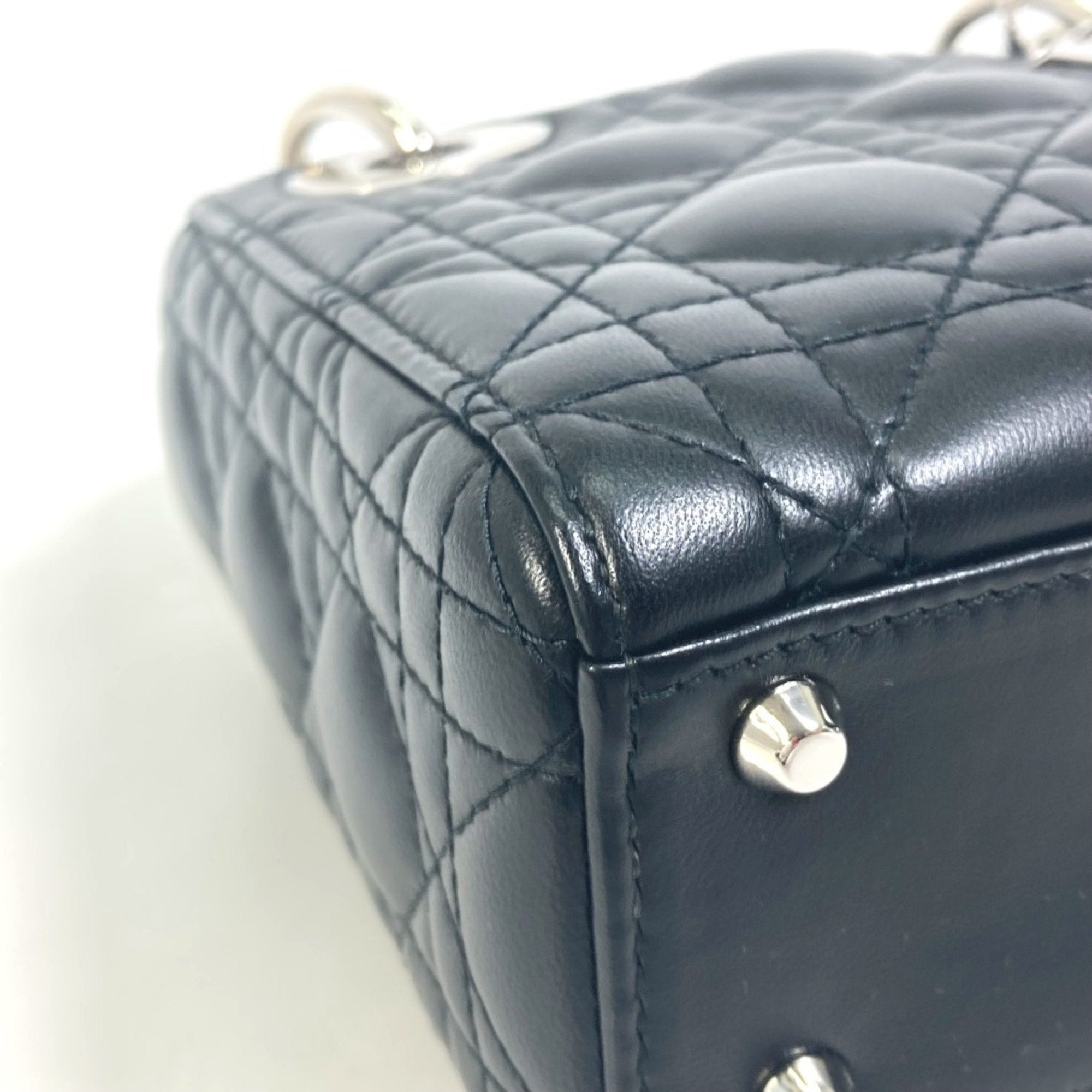 Christian Dior Lady Dior Black Leather Shoulder Bag ()