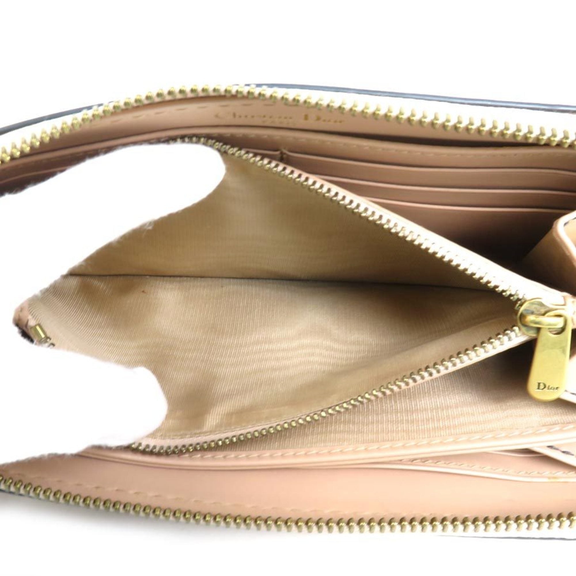 Christian Dior Pink Beige Leather Long Wallet (Bi-Fold) ()