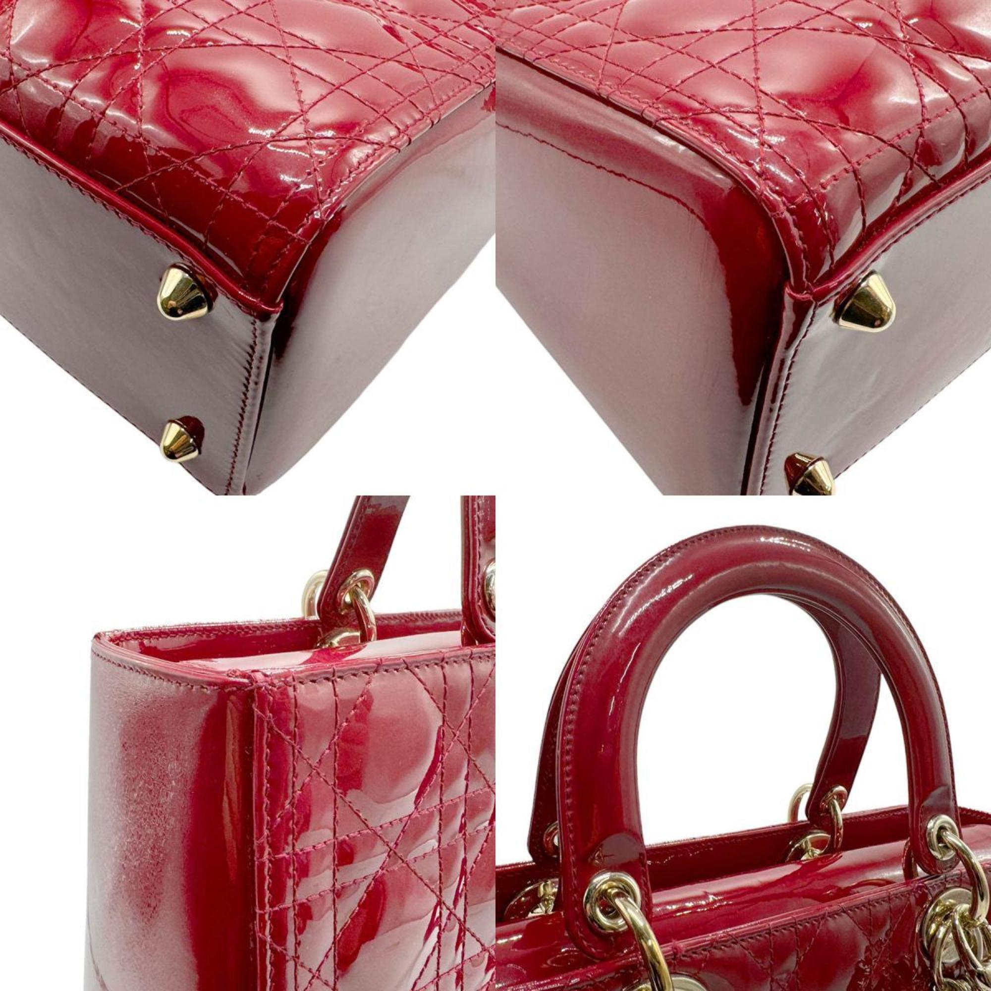 Christian Dior Red Color Patent Leather Handbag Shoulder Bag ()