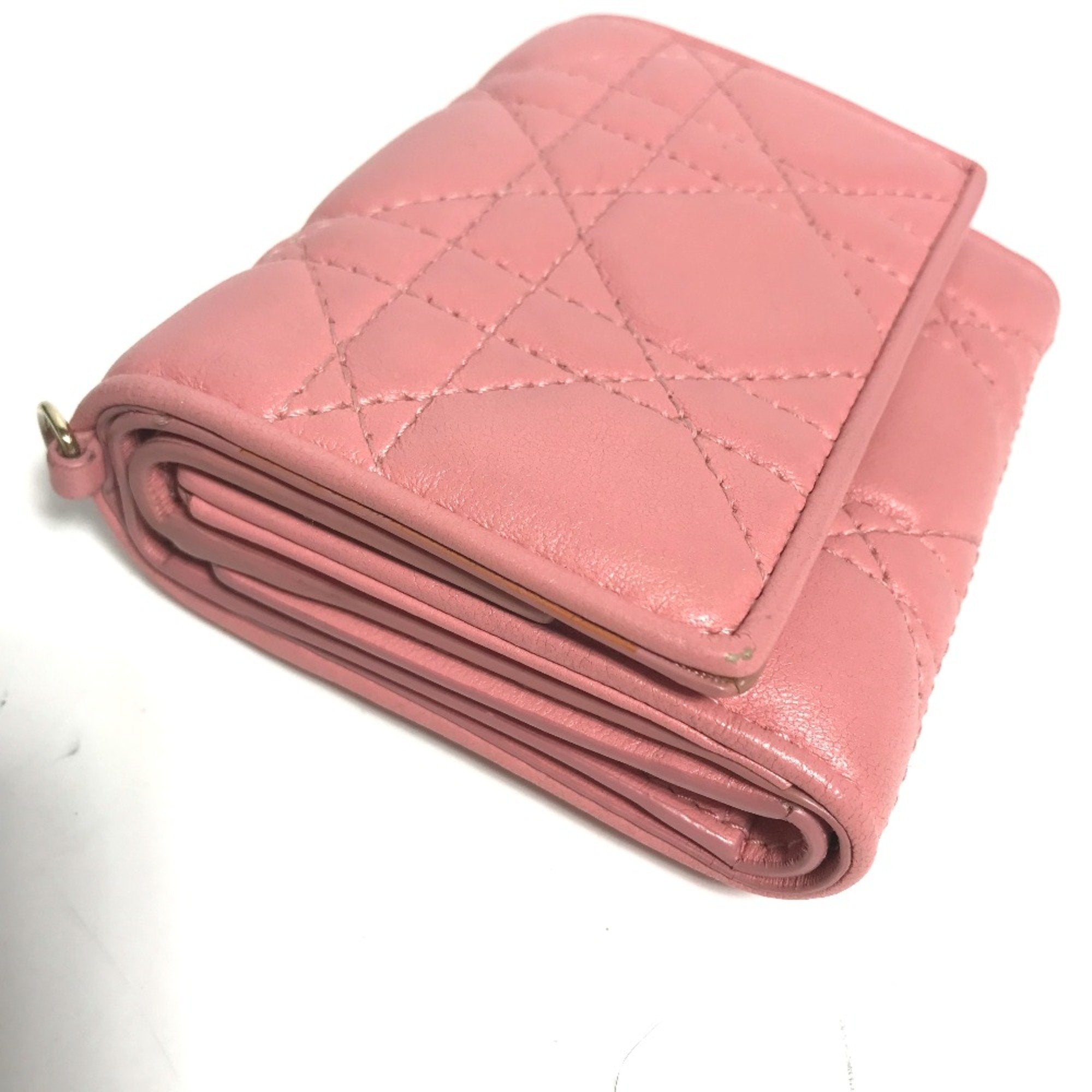 Christian Dior Pink Leather Wallet (Tri-Fold) ()
