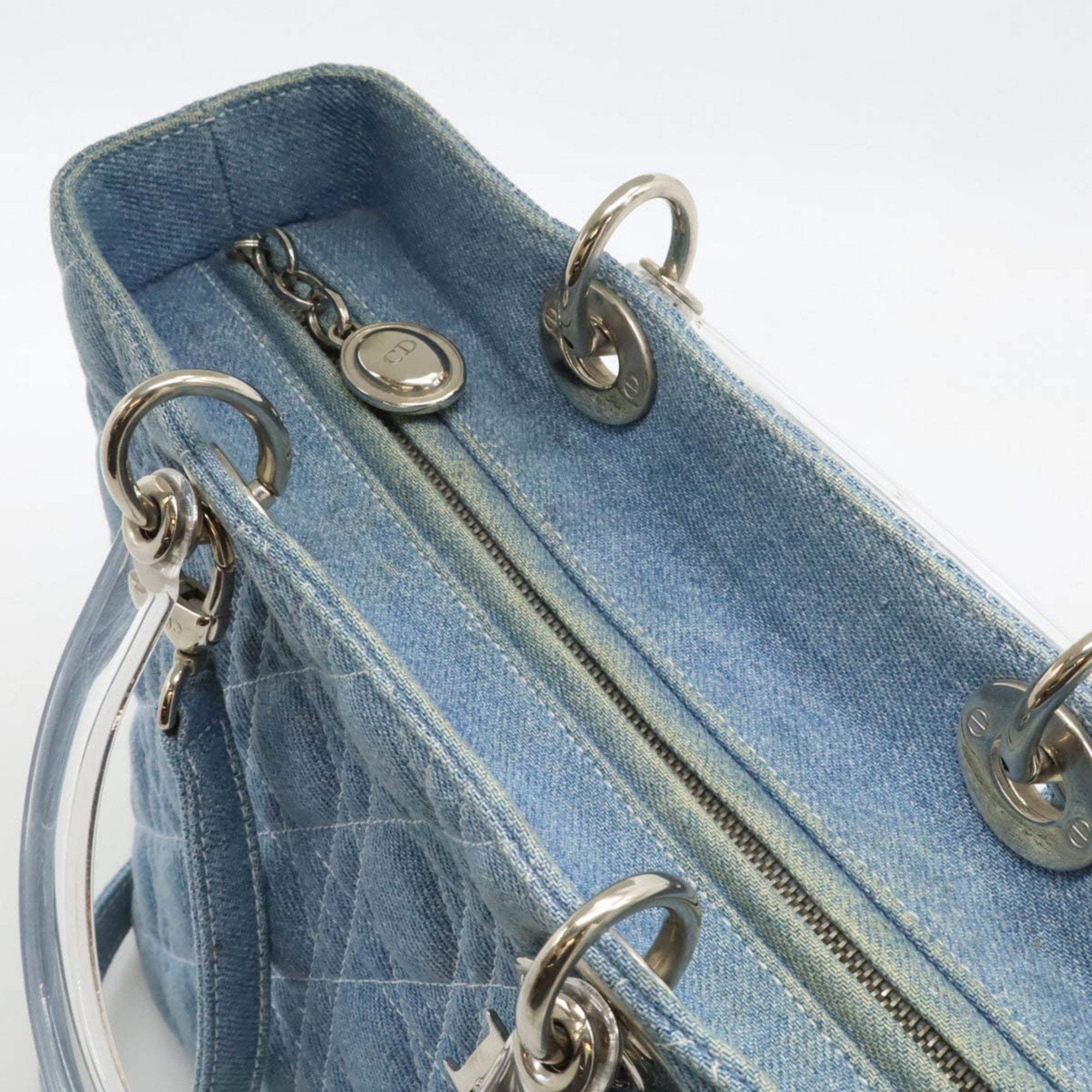 Christian Dior Clear Light Blue Denim Plastic Handbag Shoulder Bag ()
