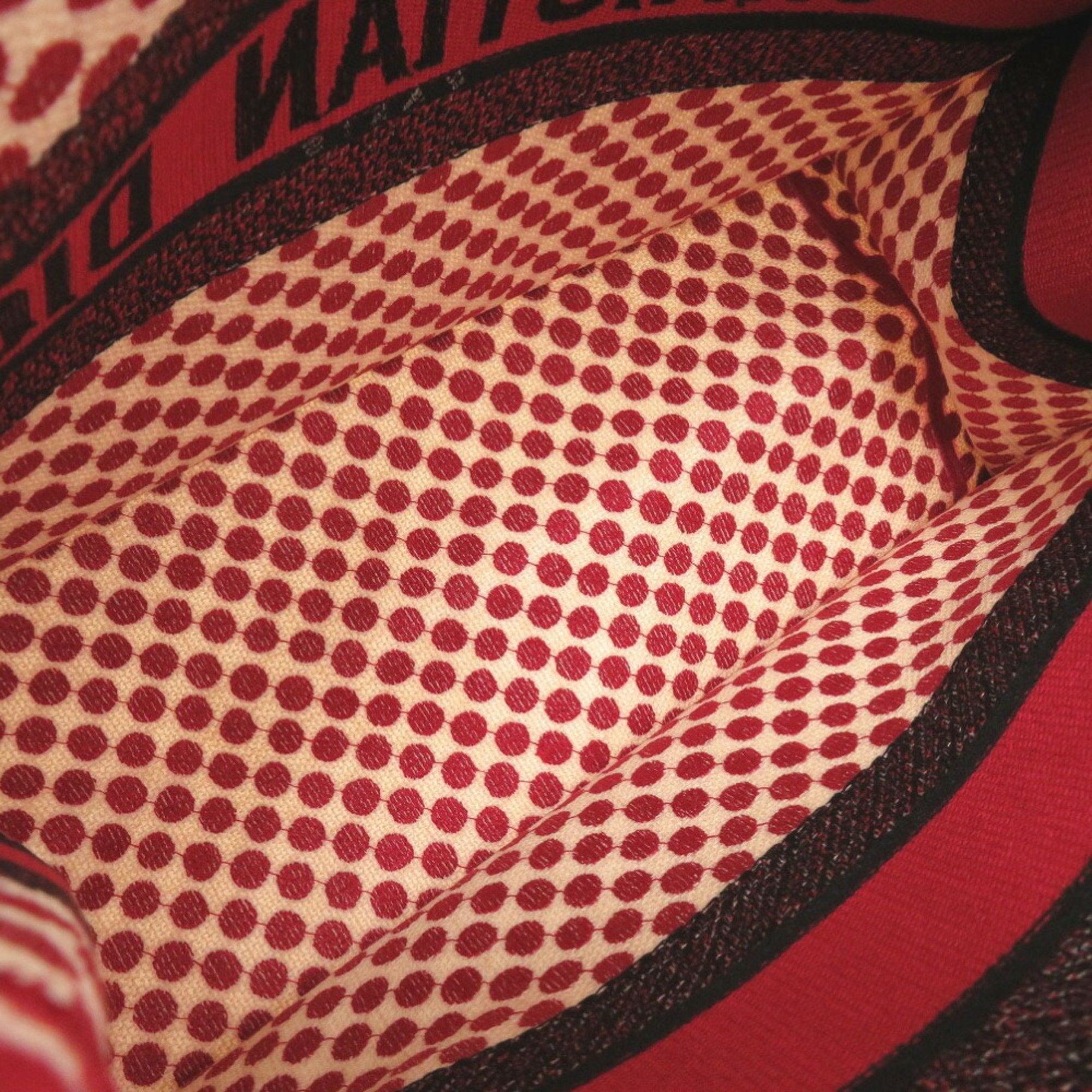 Christian Dior Red Color Canvas Tote Bag ()