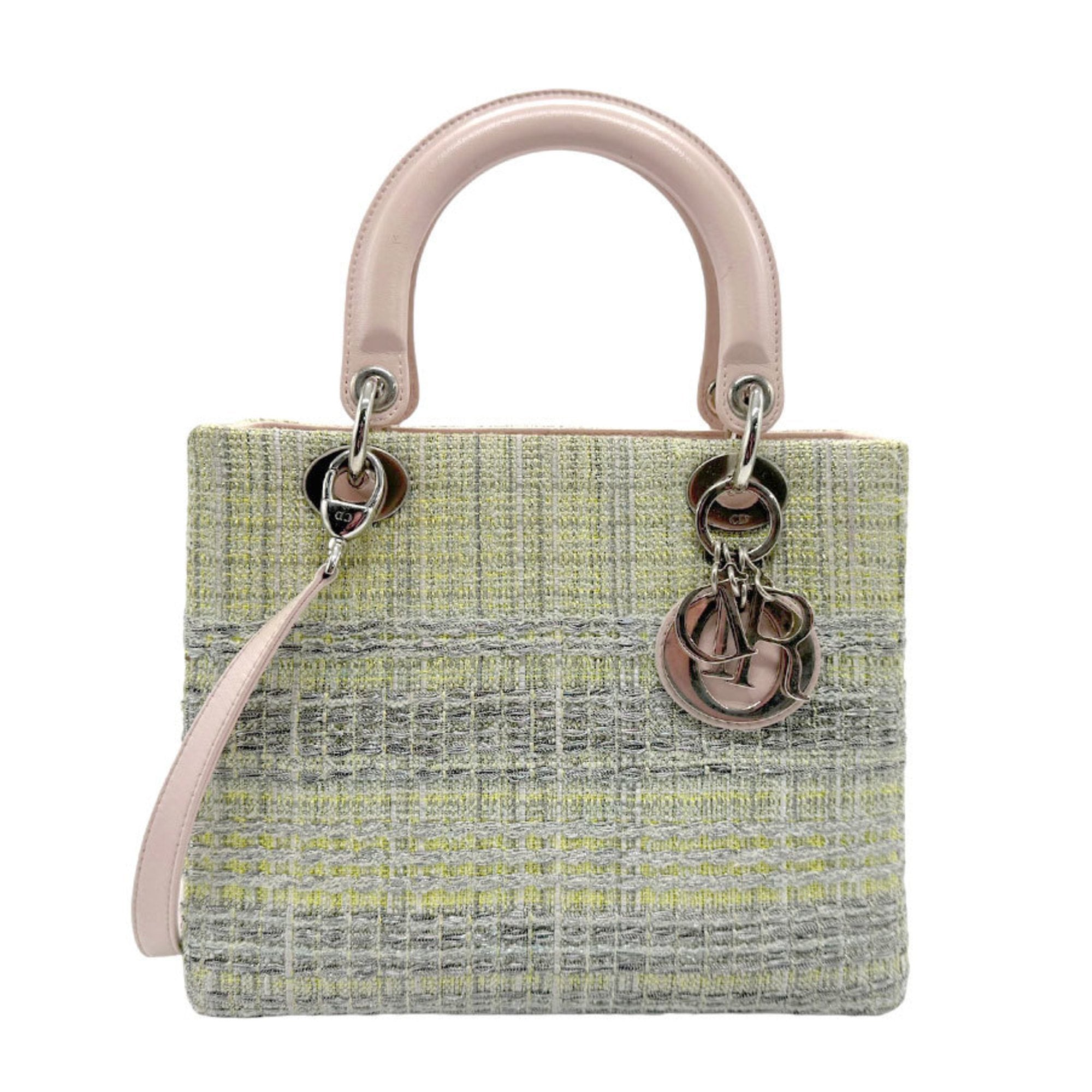 Christian Dior Silver Tweed Leather Handbag Shoulder Bag ()