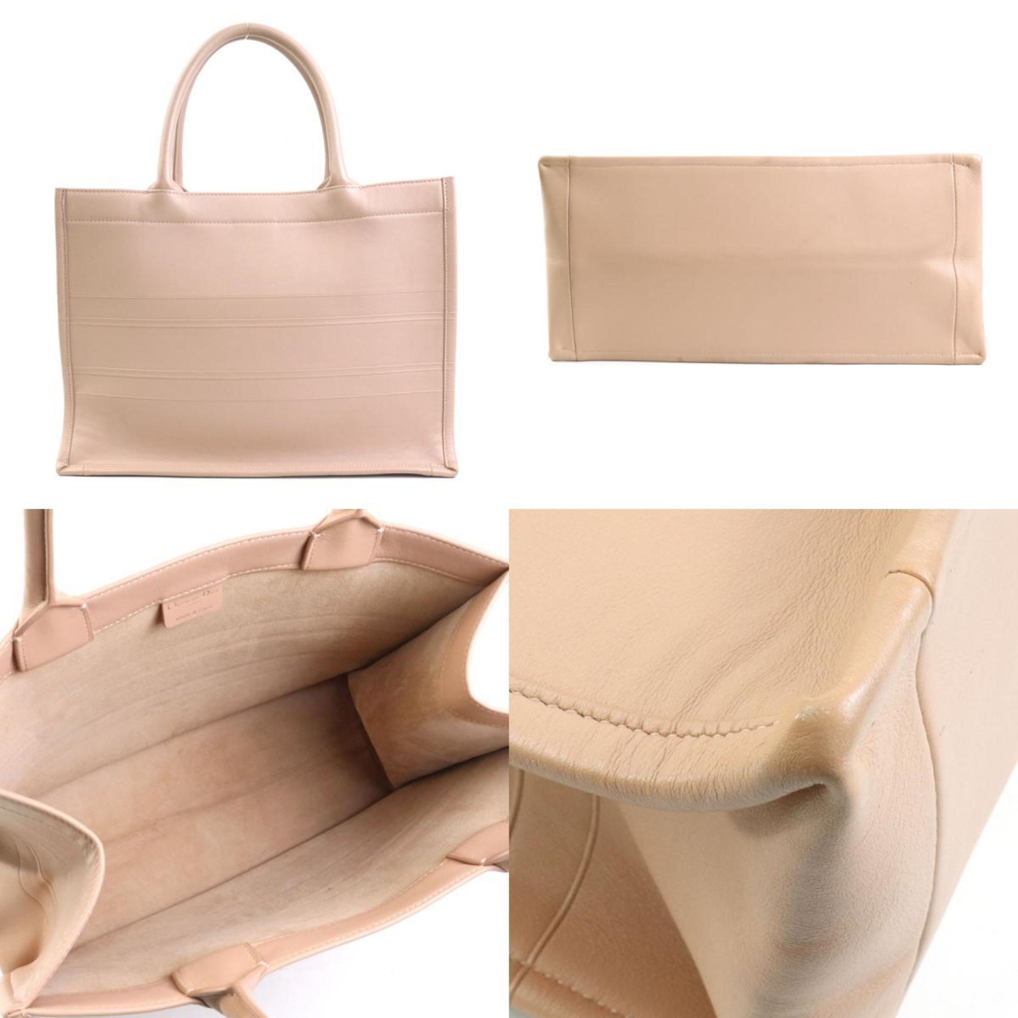 Christian Dior Pink Beige Leather Handbag Tote Bag ()