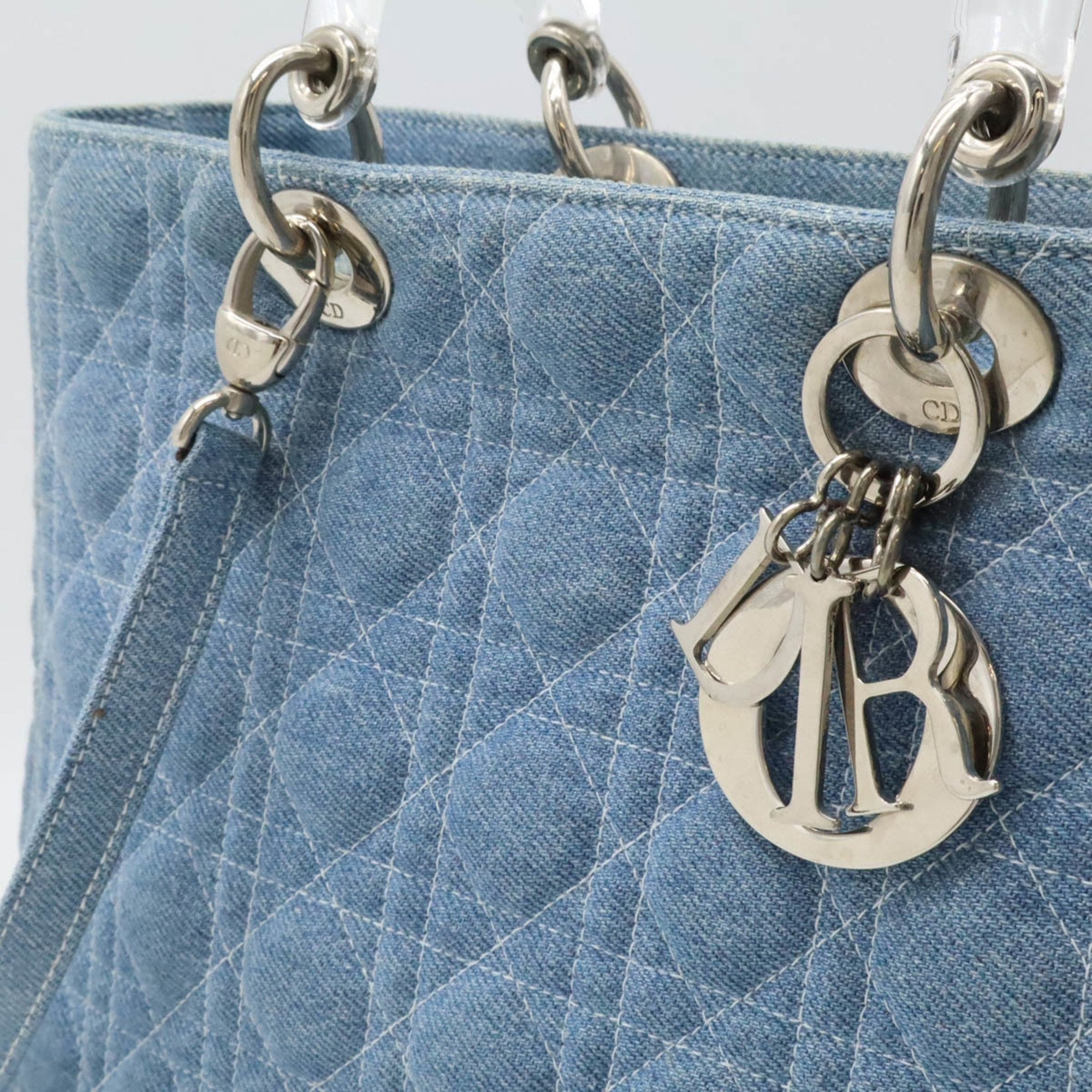 Christian Dior Clear Light Blue Denim Plastic Handbag Shoulder Bag ()