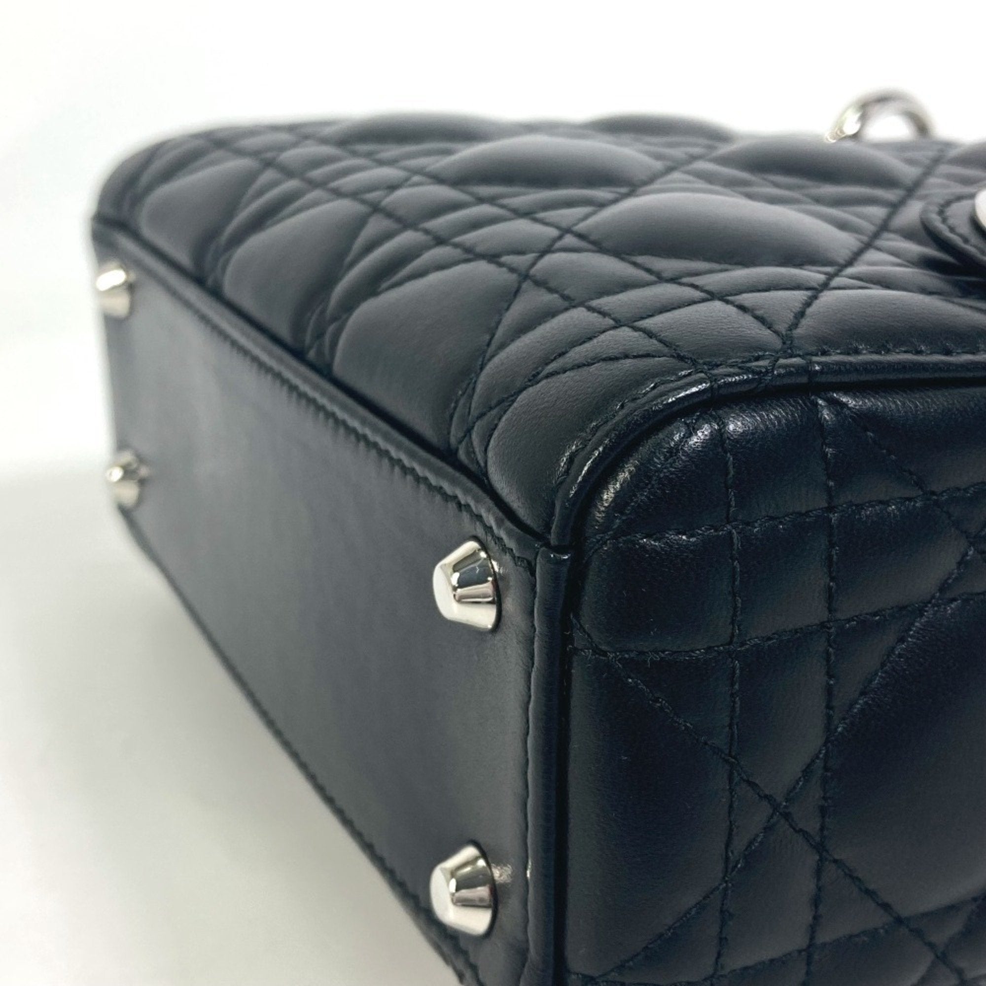 Christian Dior Lady Dior Black Leather Shoulder Bag ()