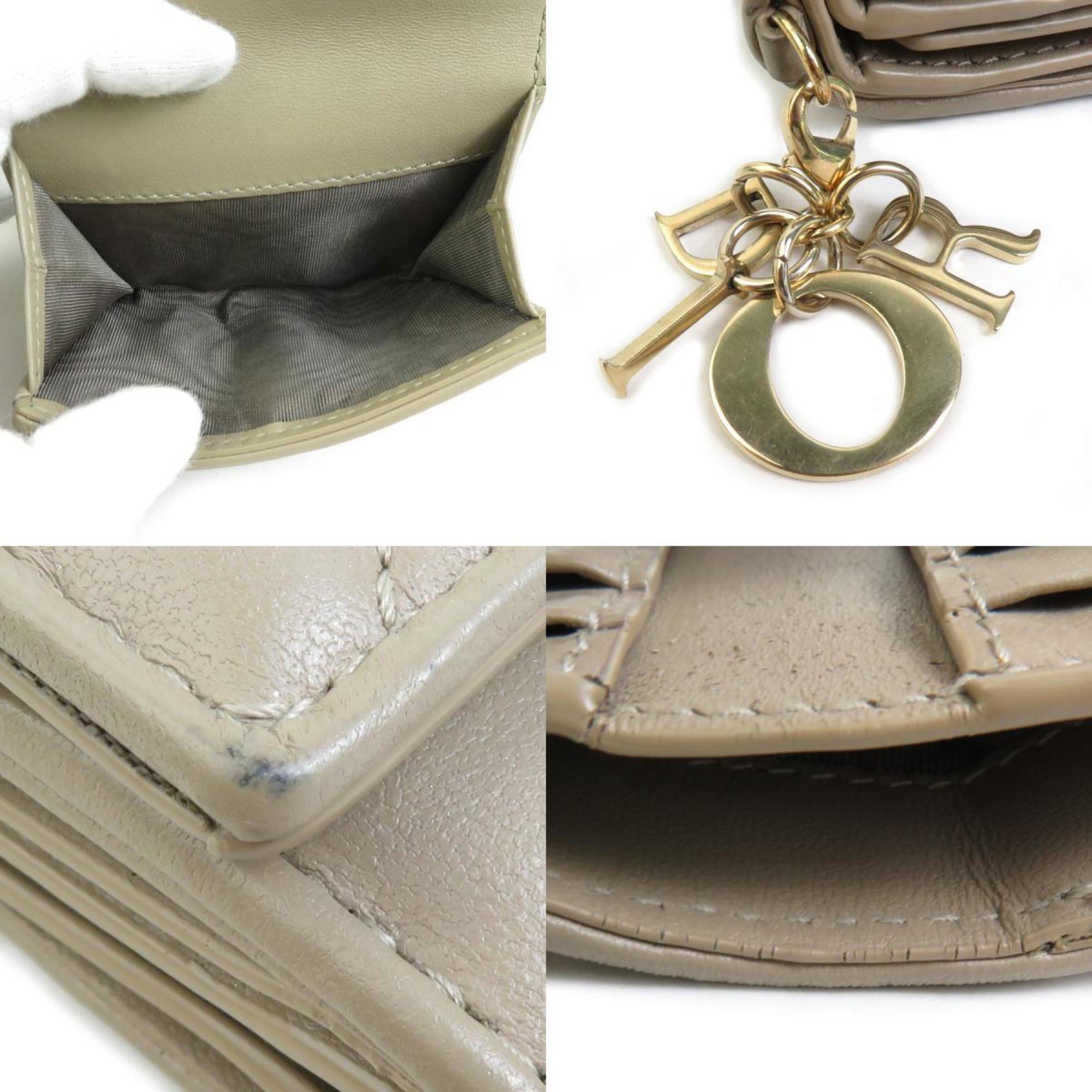 Christian Dior Beige Leather Wallet (Tri-Fold) ()