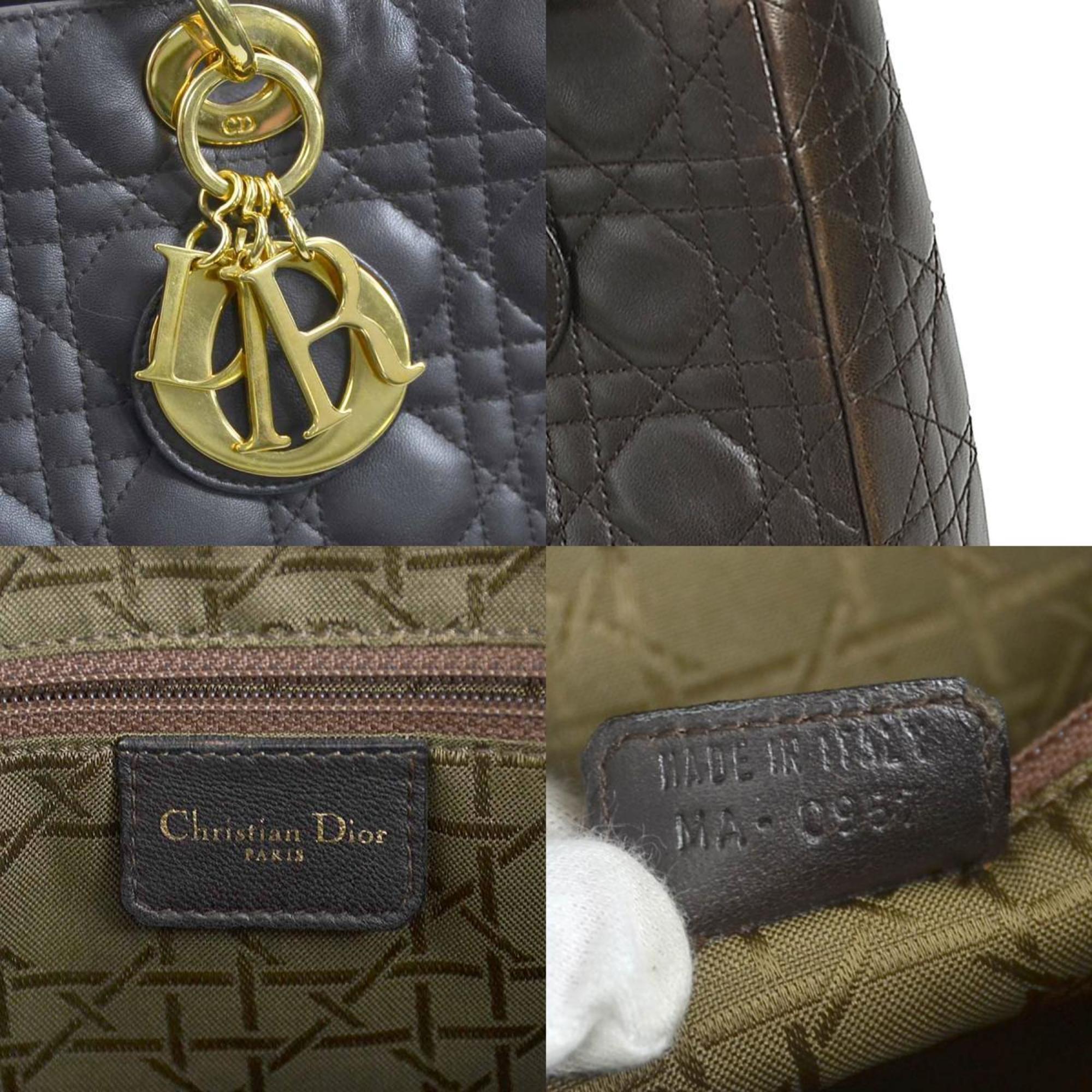 Christian Dior Dark Brown Leather Handbag Shoulder Bag ()