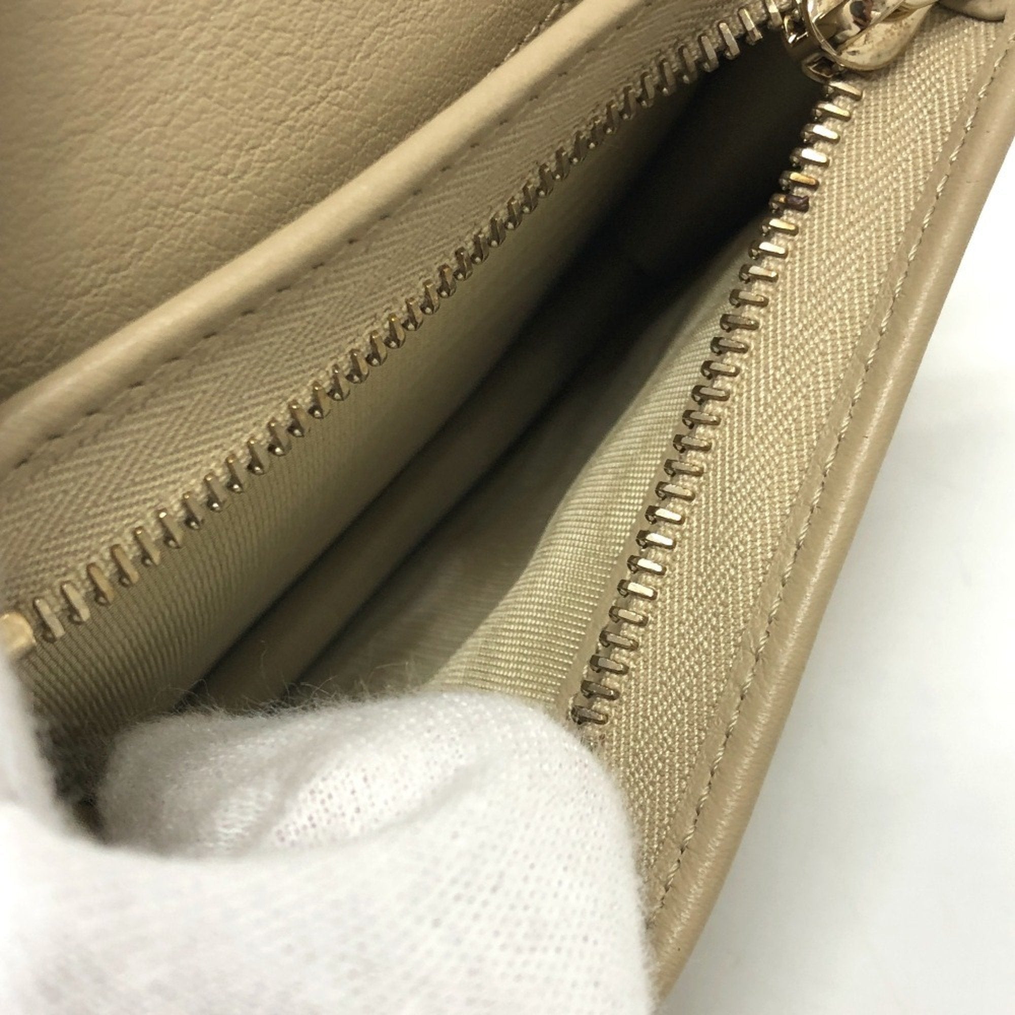 Christian Dior Beige Leather Wallet (Bi-Fold) ()
