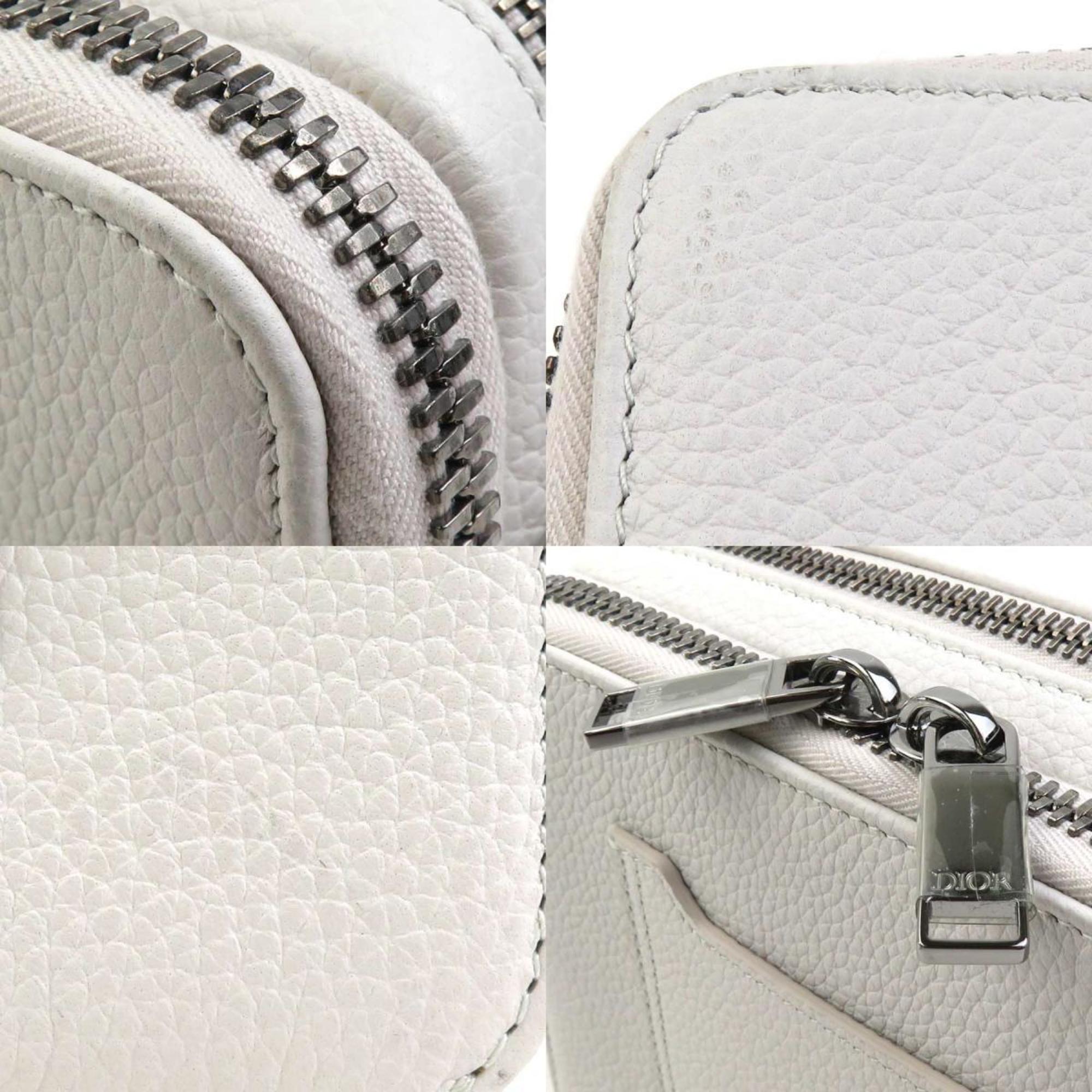 Christian Dior Gray White Leather Shoulder Bag ()