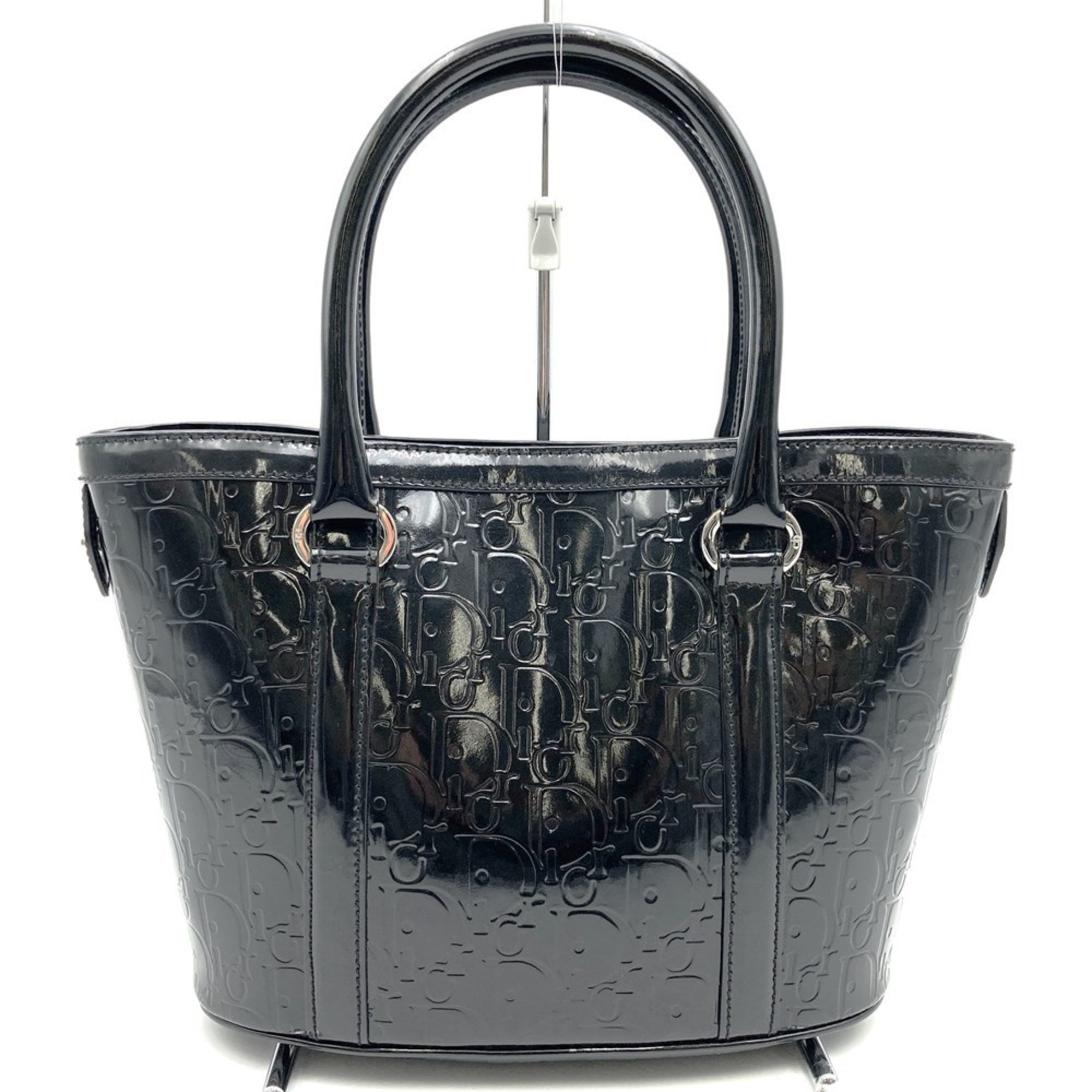 Christian Dior Black Leather Handbag Tote Bag ()