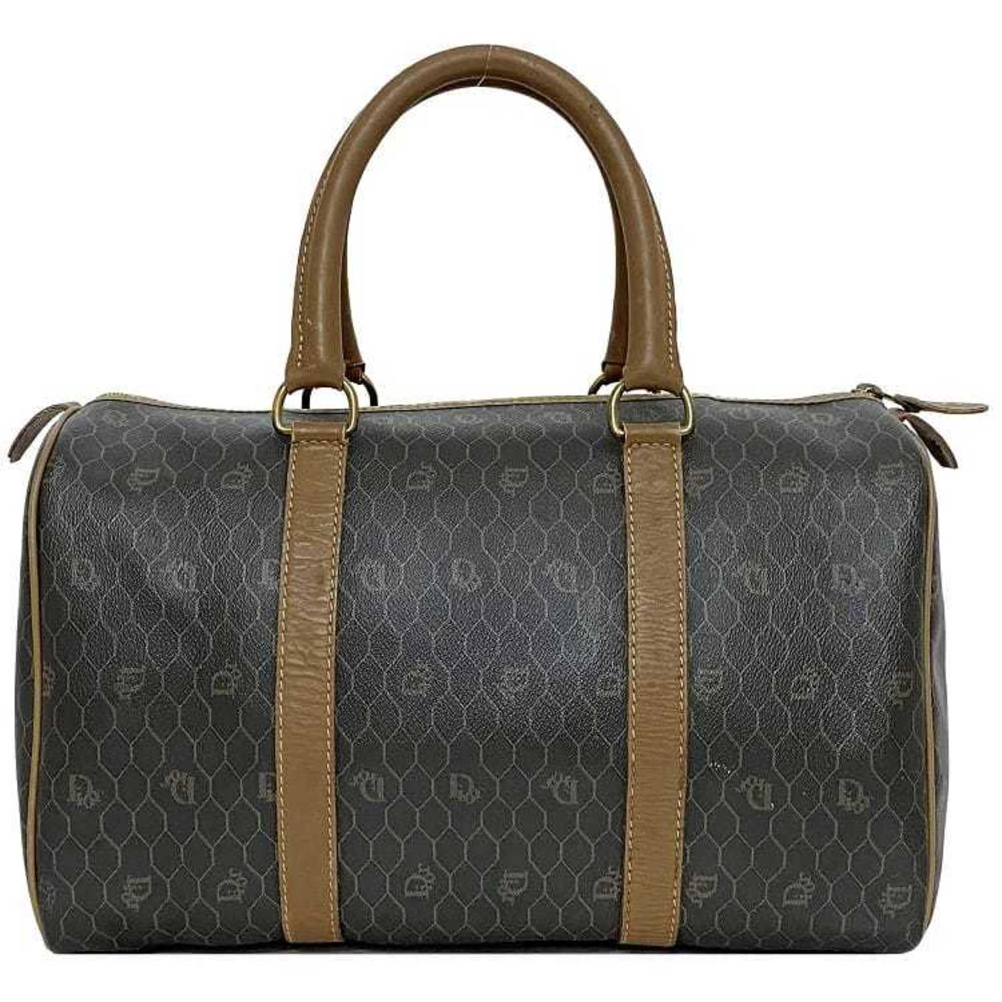Christian Dior Brown Gray Pvc Leather Boston Bag ()
