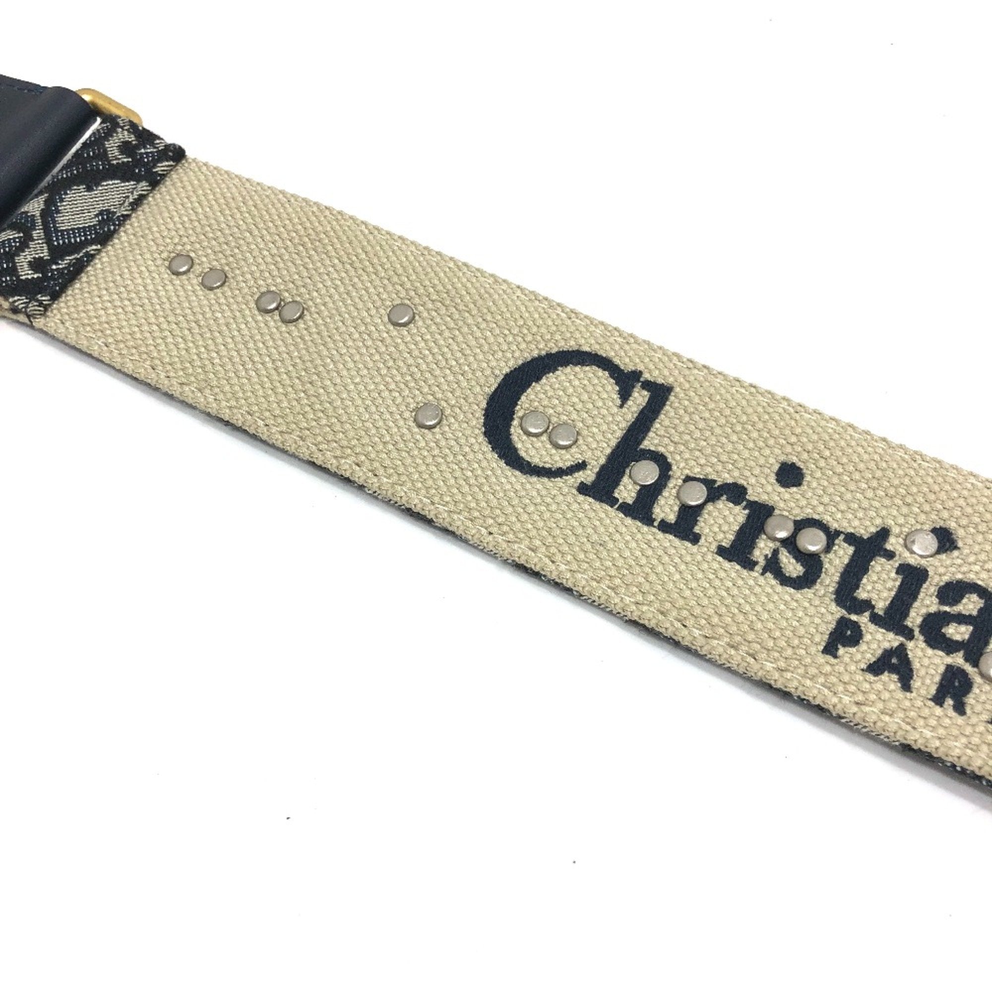 Christian Dior Navy Cloth Chain/Shoulder Wallet ()