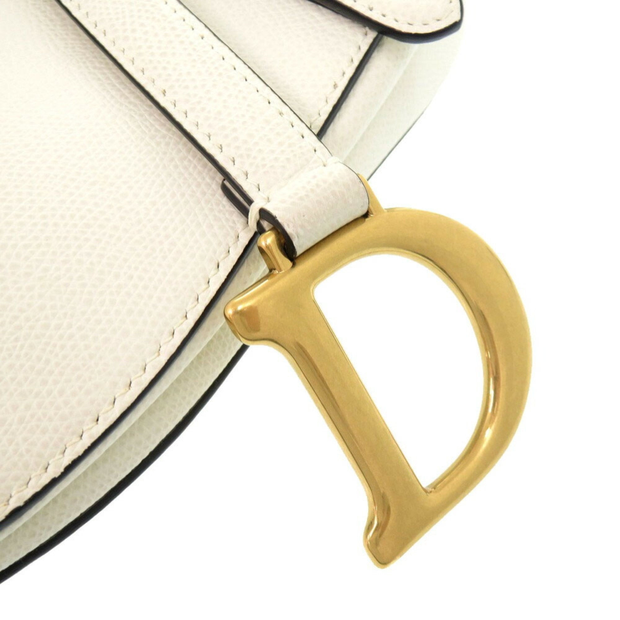 Christian Dior White Leather Handbag Saddle Bag ()
